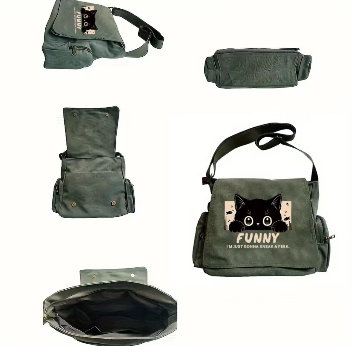Other Workwear School Cute Cat Shoulder Bag Large Messenger Bag Size ONE SIZE - 5 Thumbnail