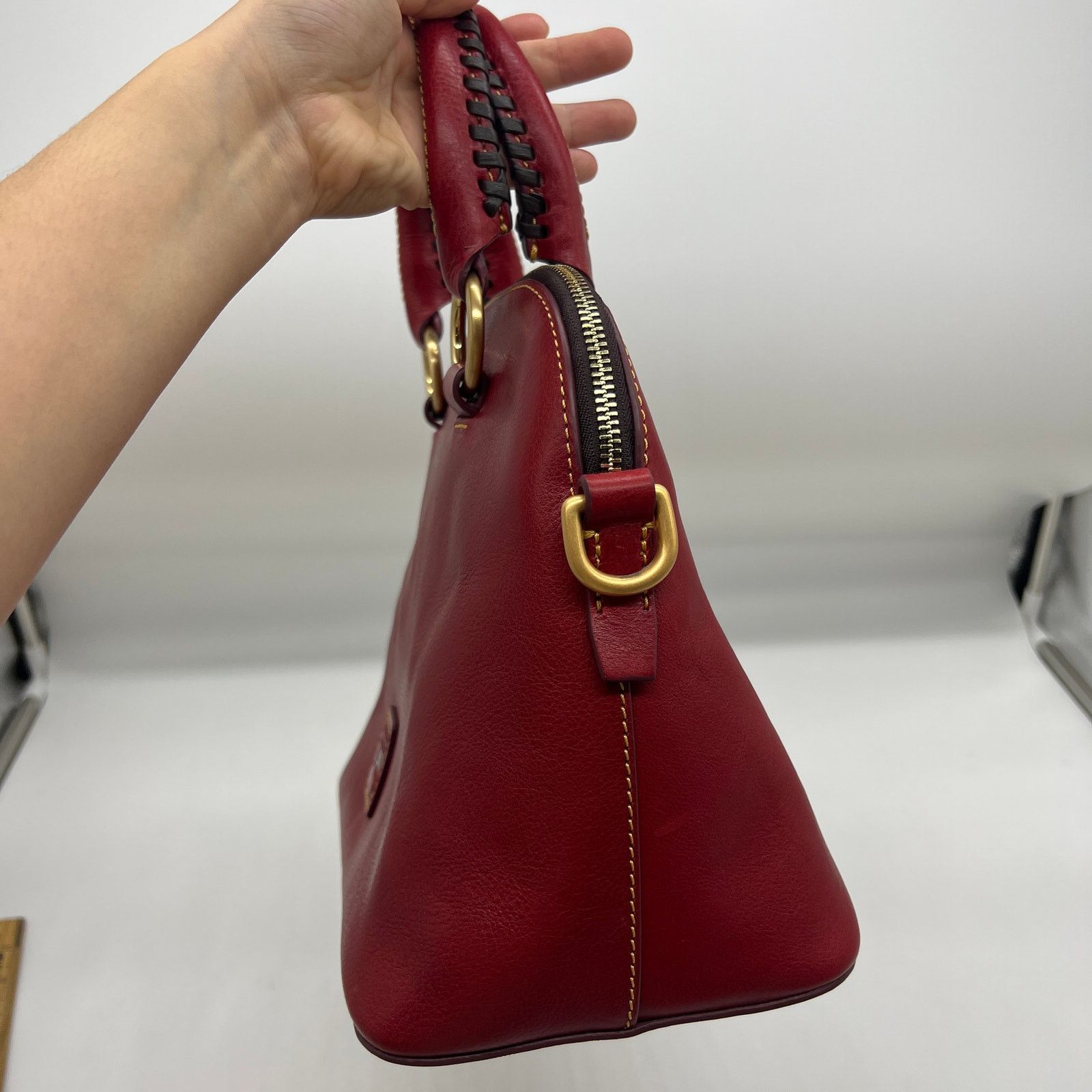 Dooney & Bourke Dooney & Bourke Florentine Leather Domed Purse Red Color Size ONE SIZE - 4 Thumbnail