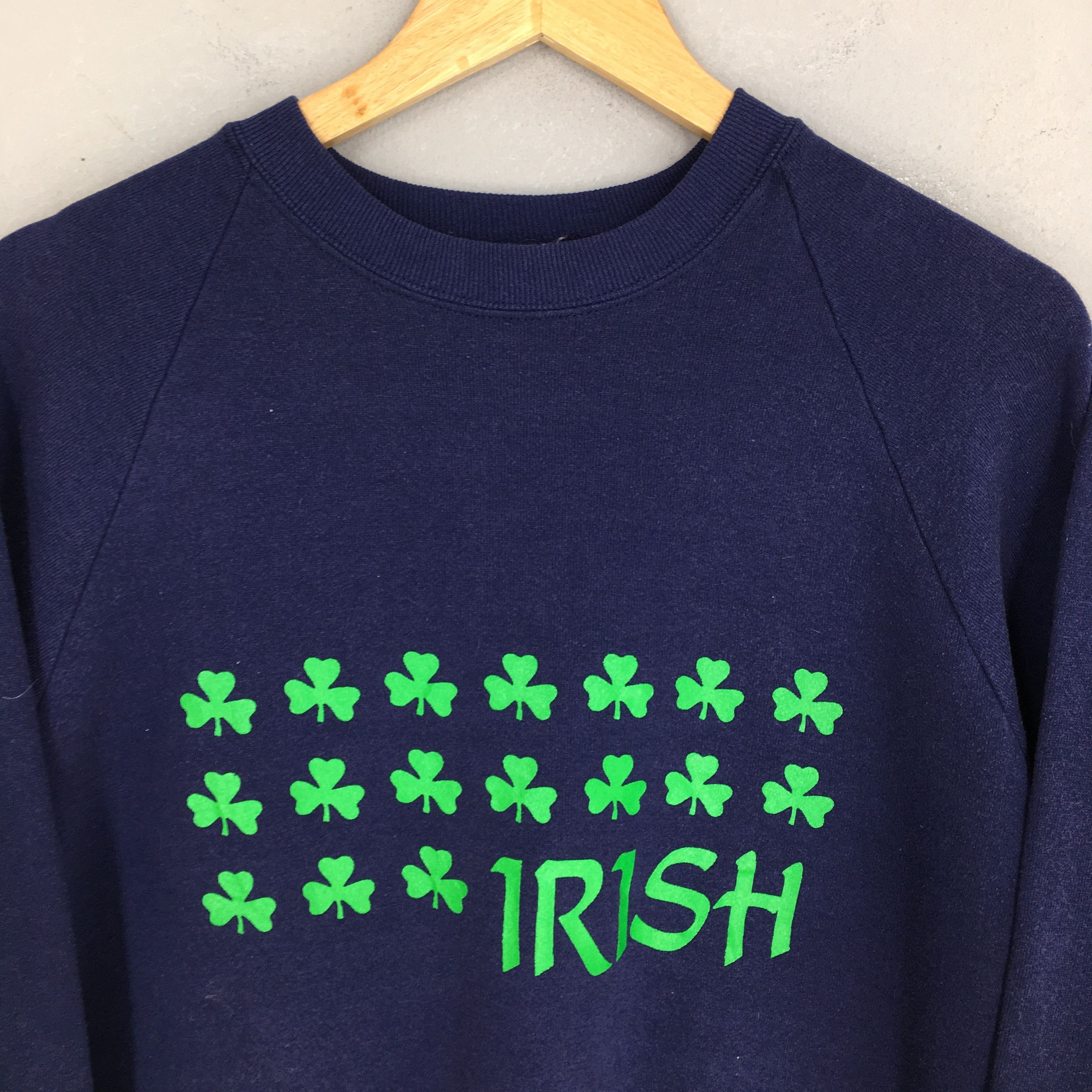 Vintage Vintage 90's Irish Blue Sweatshirt XLarge Size US XL / EU 56 / 4 - 2 Thumbnail