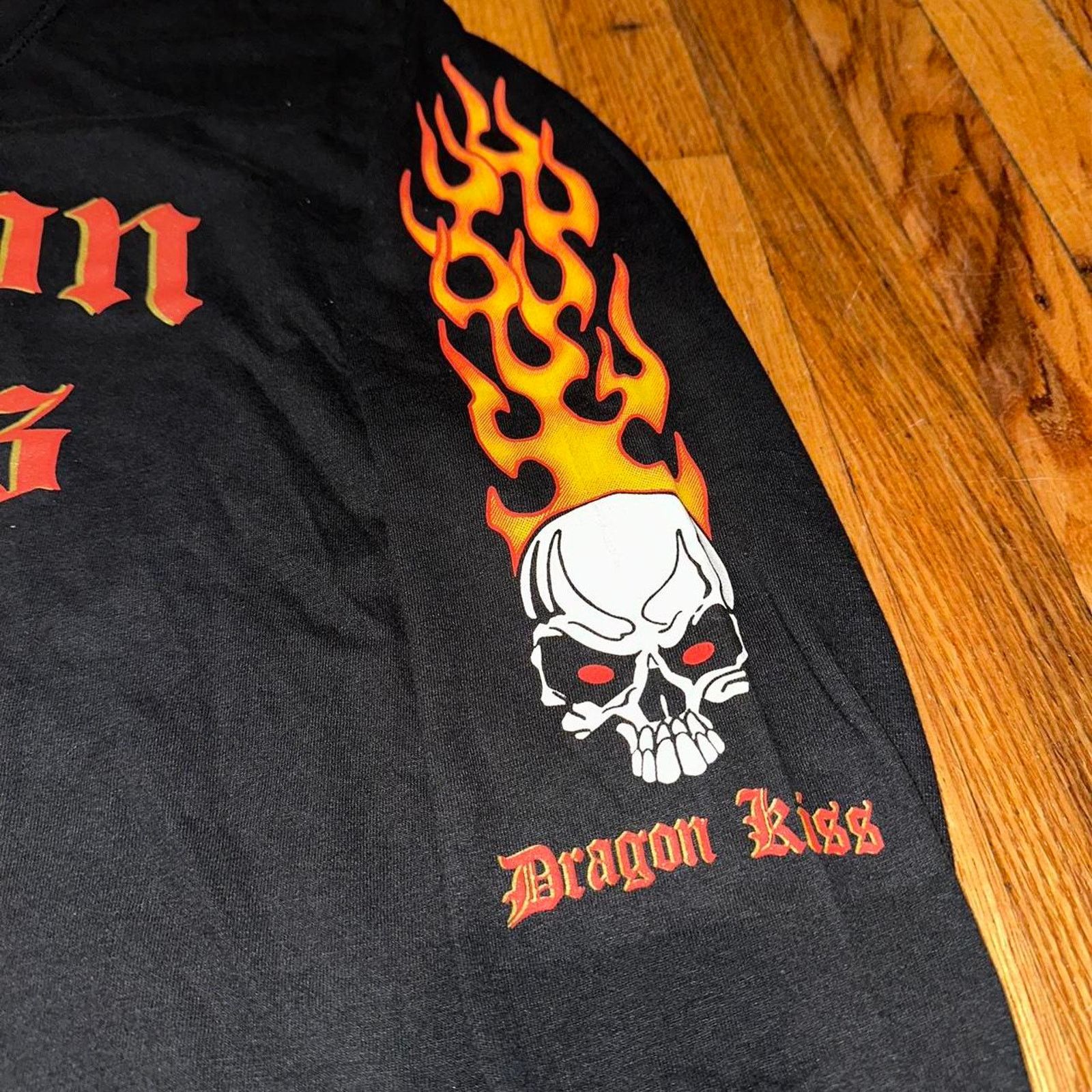 Vintage Vintage Dragon Kiss Flame Skull Long Sleeve Biker Grunge L Size US L / EU 52-54 / 3 - 5 Thumbnail