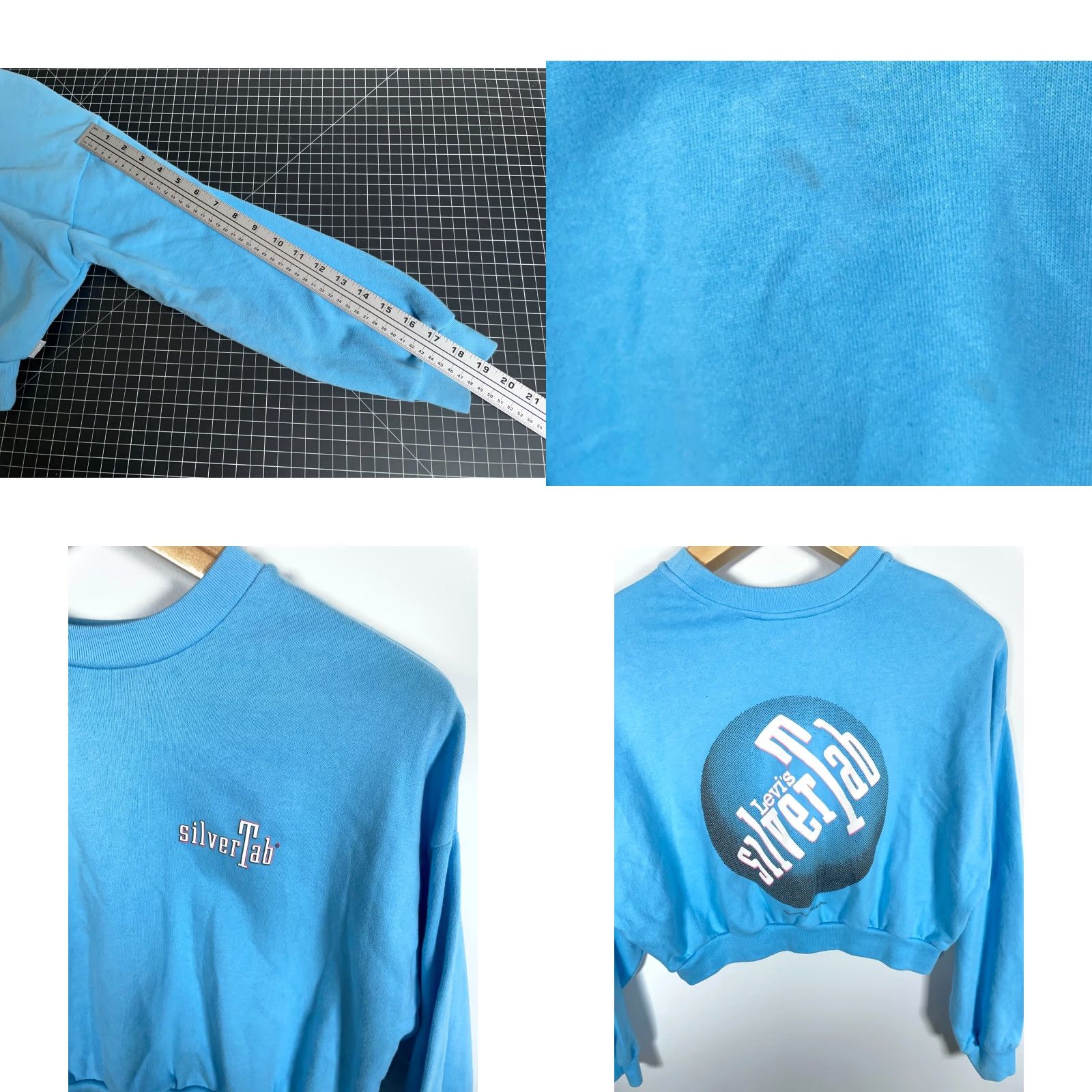 Levi's Levi's SilverTab Cropped Sweatshirt Women's Medium Blue Graphic 90s Retro Size M / US 6-8 / IT 42-44 - 8 Thumbnail