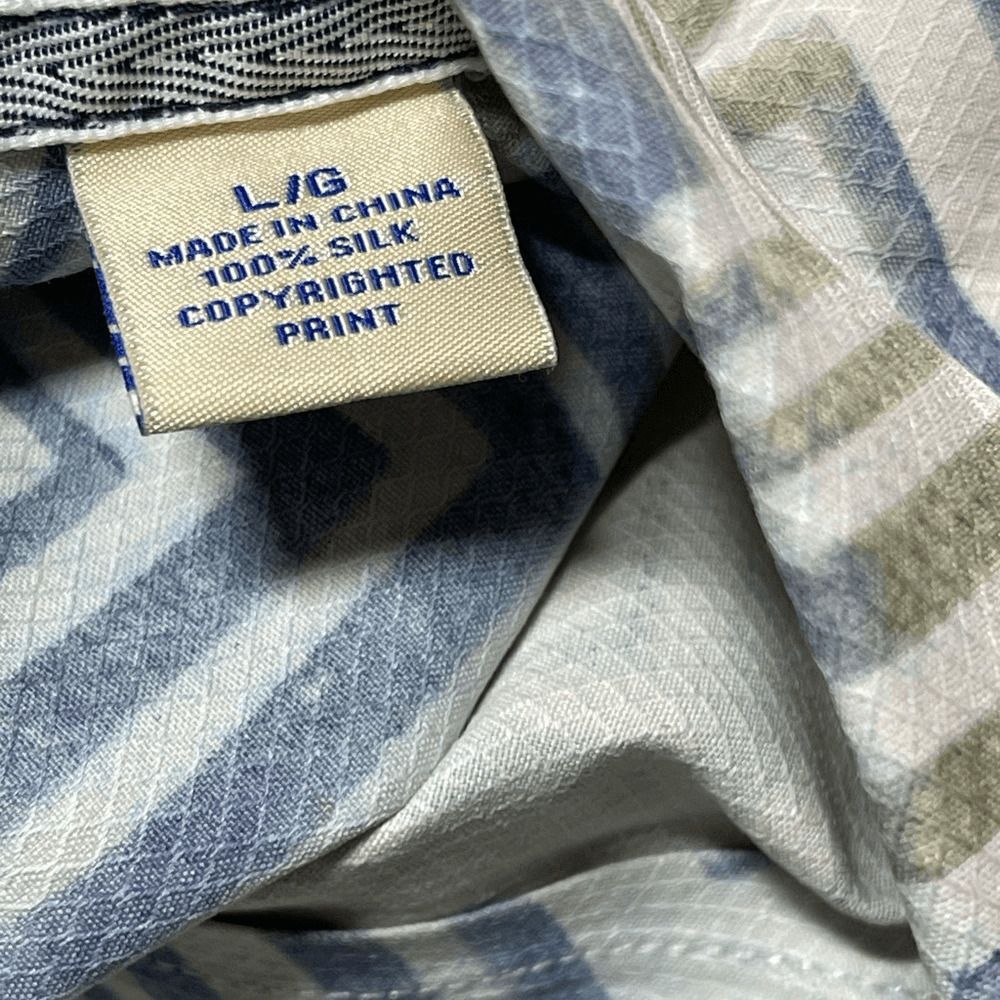Tommy Bahama Tommy Bahama 100% Silk Shirt geometric pattern blue green co Size US L / EU 52-54 / 3 - 6 Thumbnail