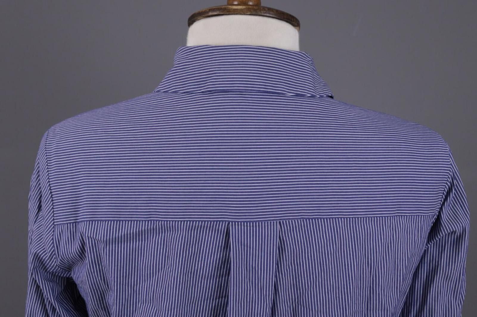 Designer Rosso 35 Genova Blue Pinstripe Henley Shirt Dress Size 42 Size M / US 6-8 / IT 42-44 - 11 Thumbnail