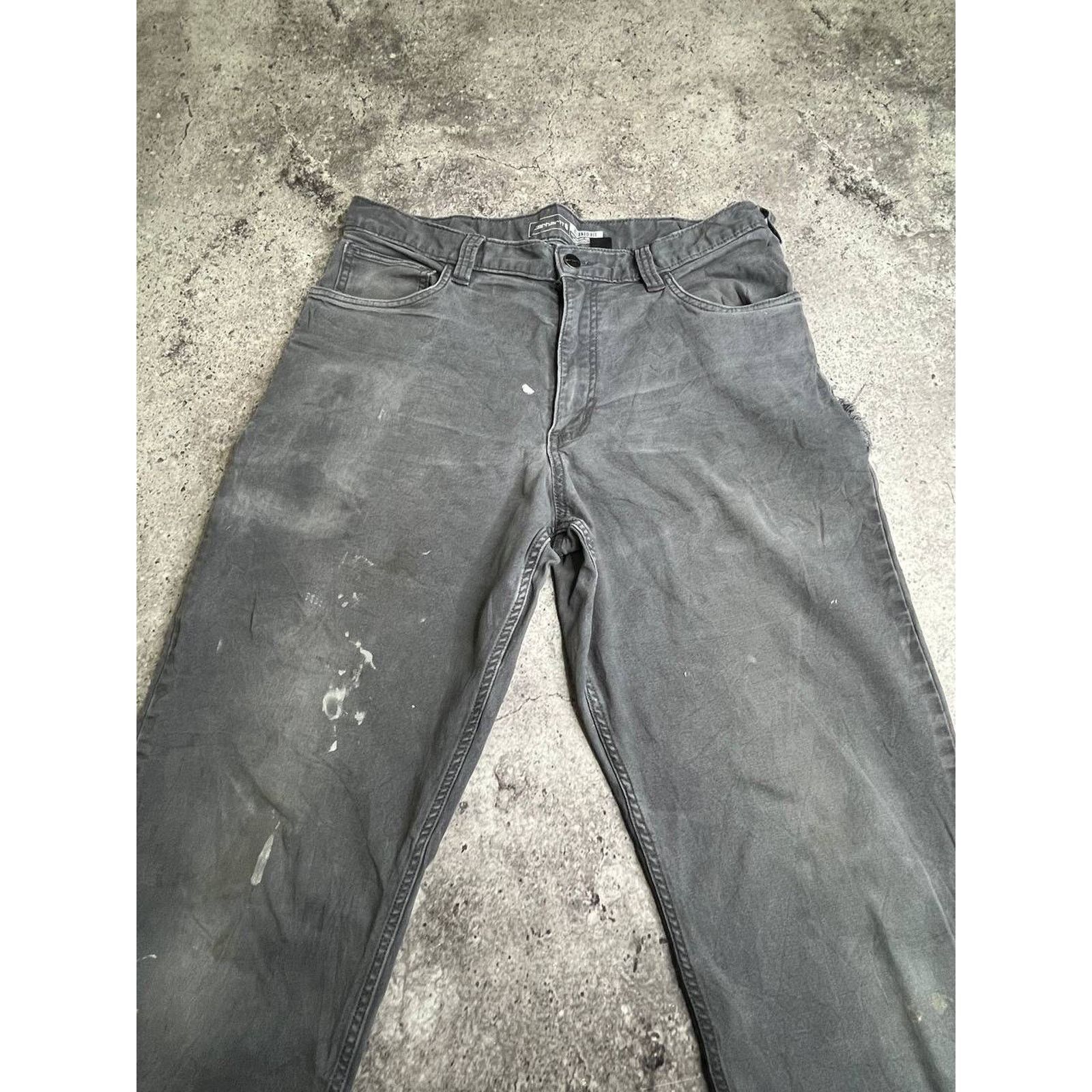 Carhartt Relaxed Canvas Work Pants Faded Grey Paint Splatter