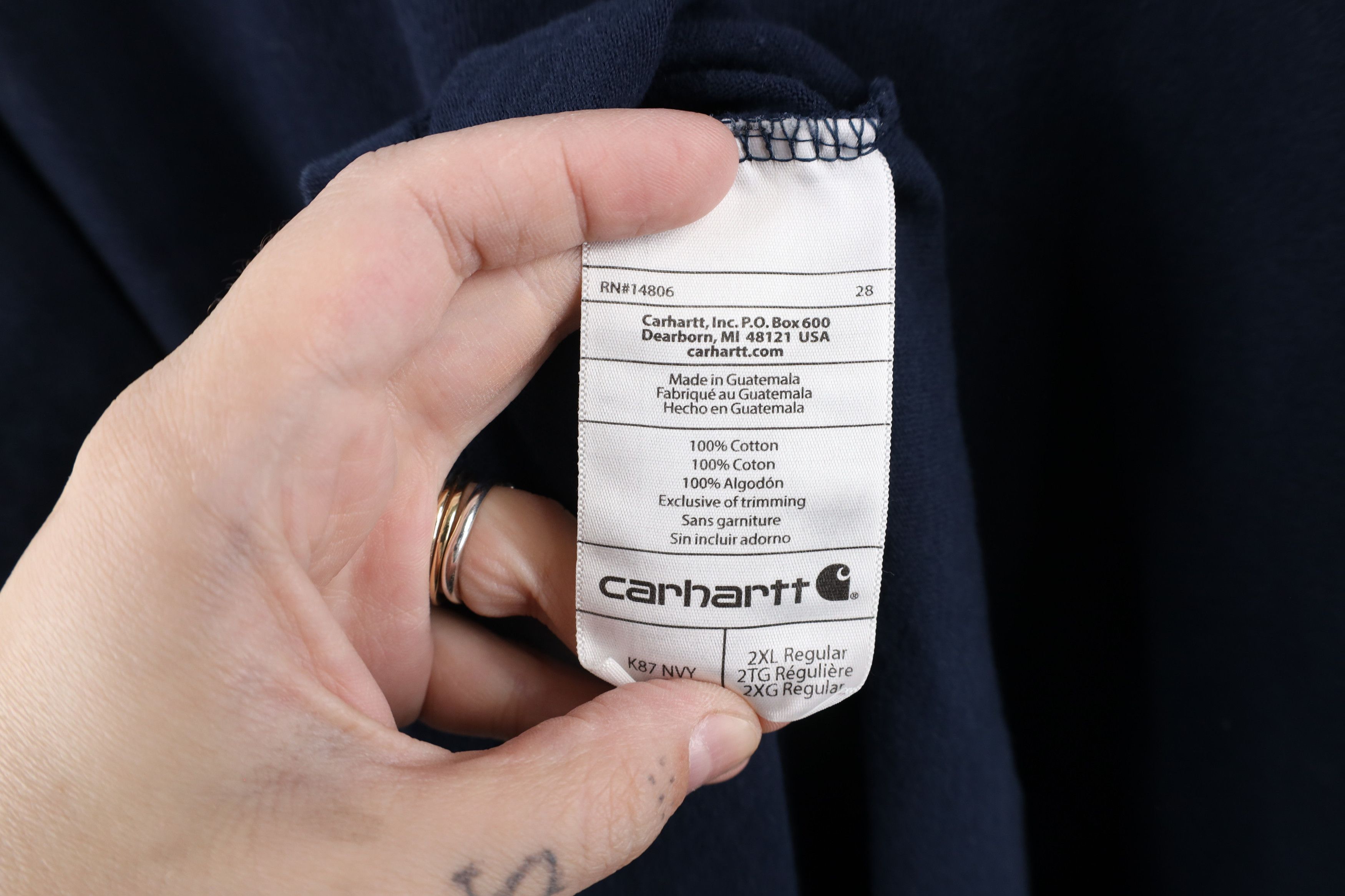 Carhartt × Vintage Vintage Carhartt Spell Out Heavyweight Pocket T-Shirt Blue Size US XXL / EU 58 / 5 - 11 Thumbnail