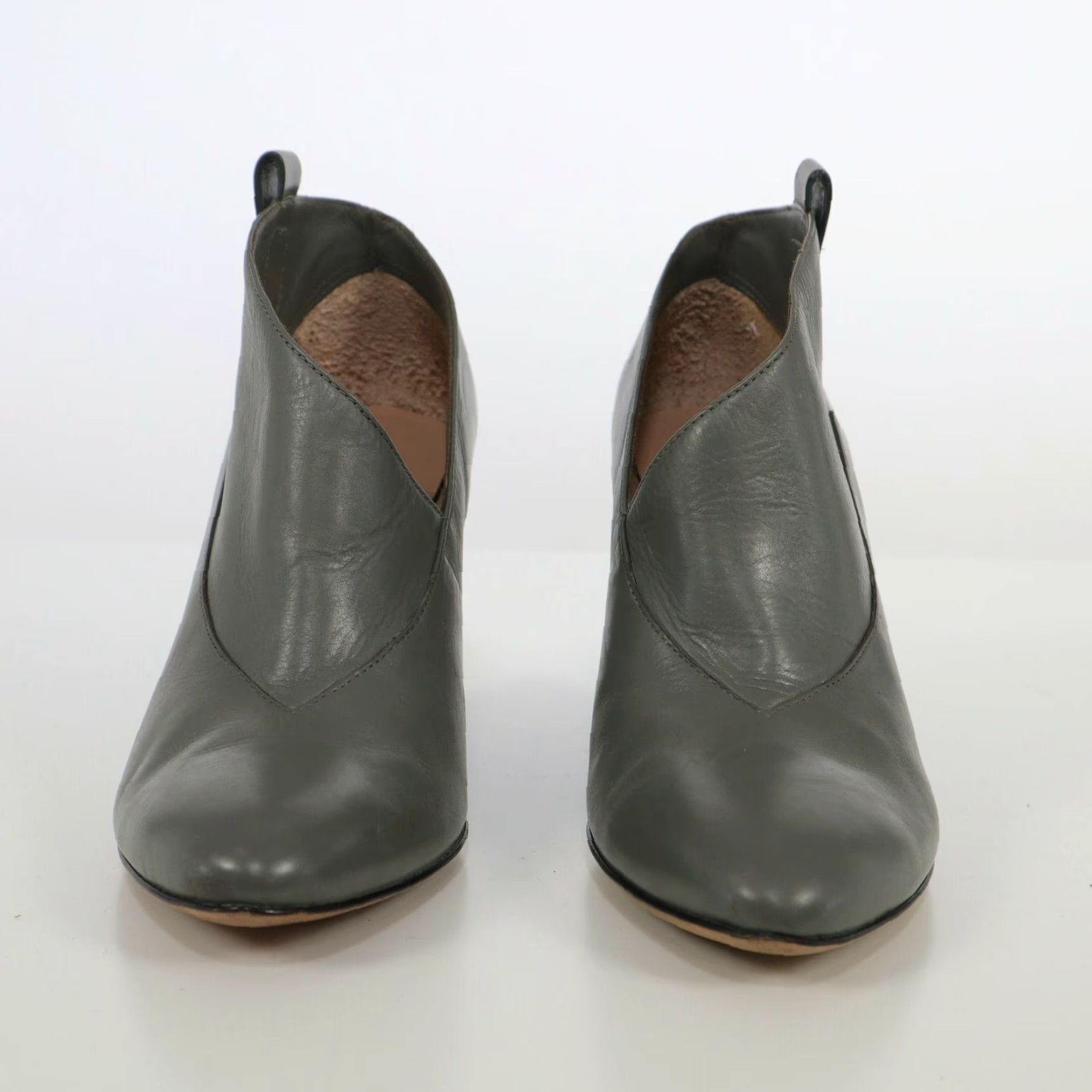 Belle Sigerson Morrison Ankle Boots 5.5B Finley Gray Leather Wedge Asymmetrical