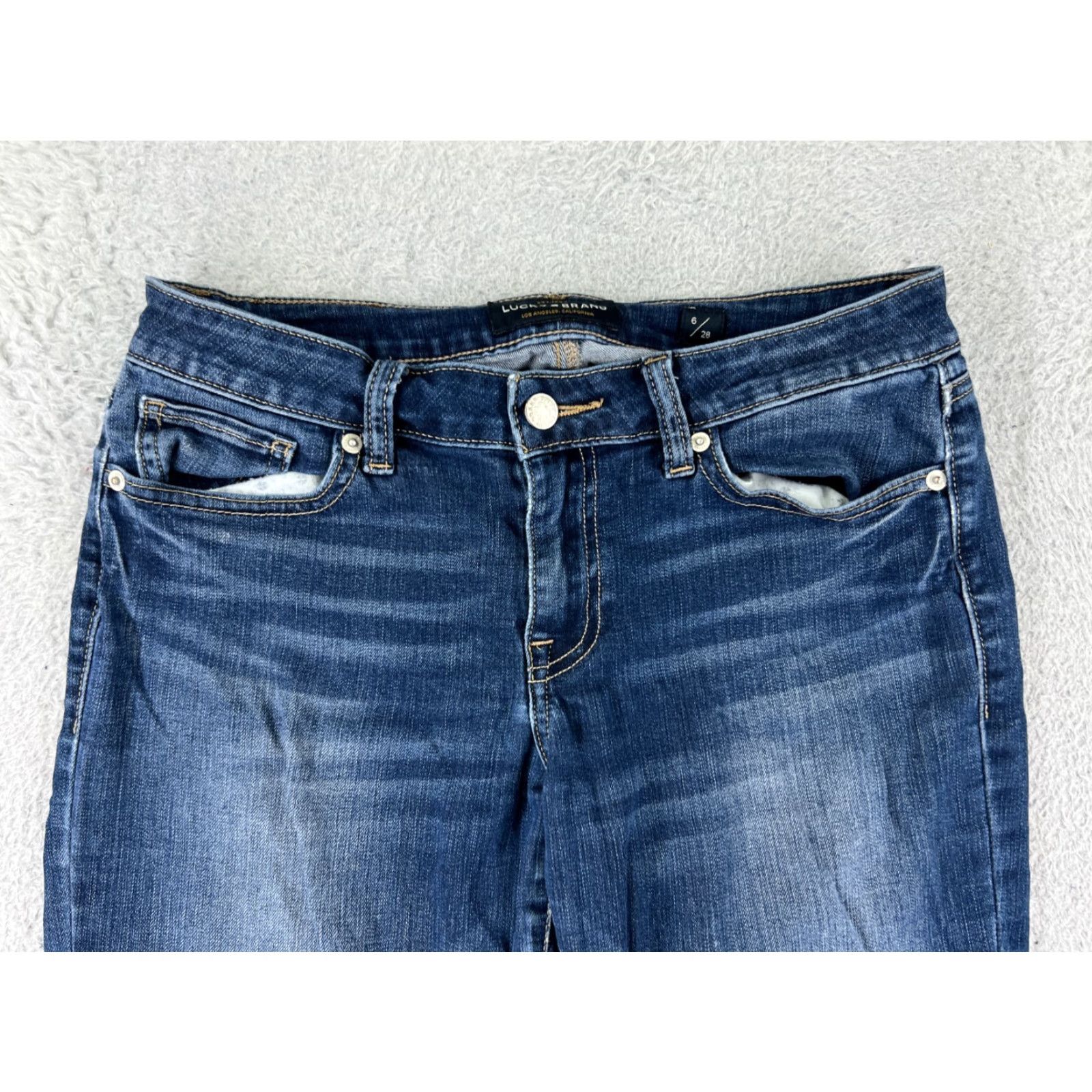 Lucky Brand Lucky Jeans Womens 6 Blue Denim Skinny Cotton Blend Raw Hem Lolita 90s American Designer Size 28" / US 6 / IT 42 - 7 Thumbnail