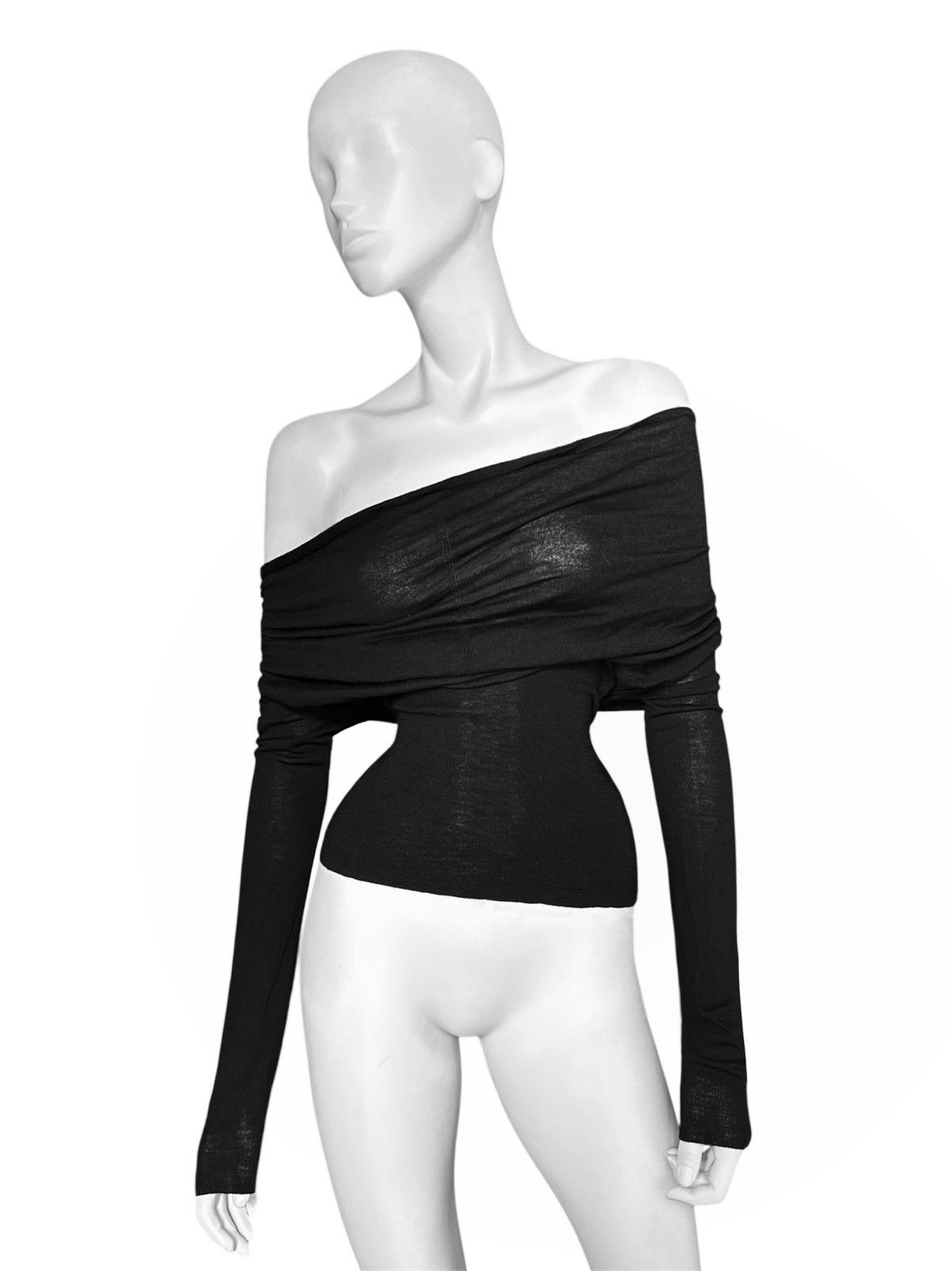 Yves Saint Laurent Runway Yves Saint Laurent by Tom Ford Draped Wool Blouse Size S / US 4 / IT 40 - 1 Thumbnail