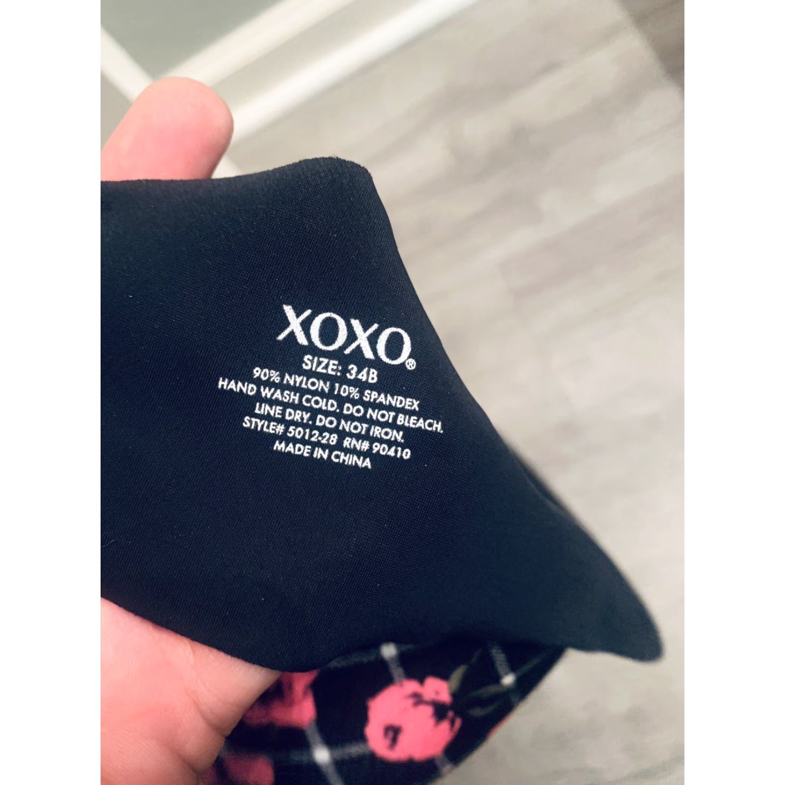 XOXO XOXO Bra Push Up 34B Black Floral Design Womens Underwire Back Closure 34 Band Size Regular Size ONE SIZE - 3 Thumbnail