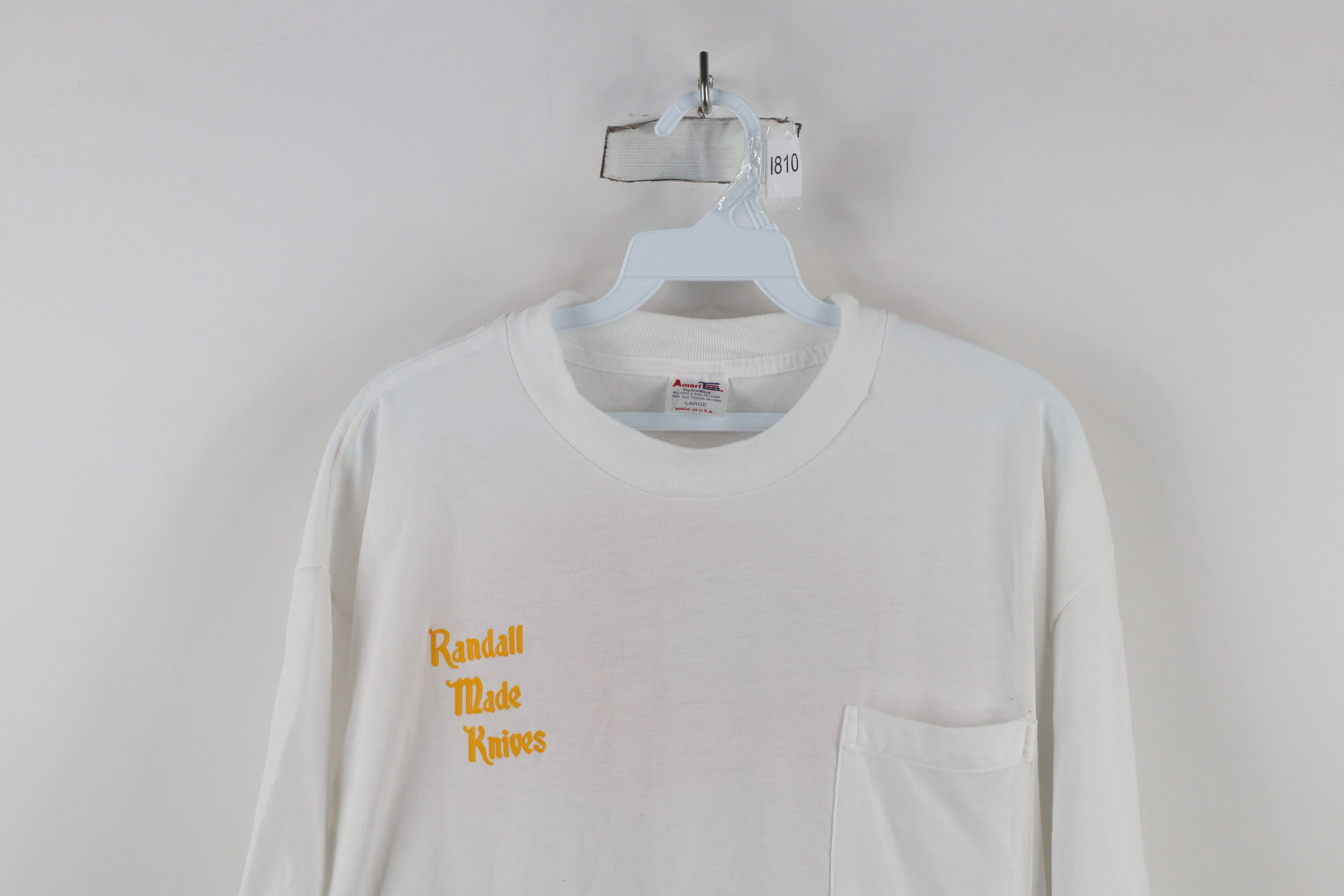 Vintage Vintage 90s Randall Made Knives Pocket T-Shirt White USA Size US L / EU 52-54 / 3 - 2 Thumbnail
