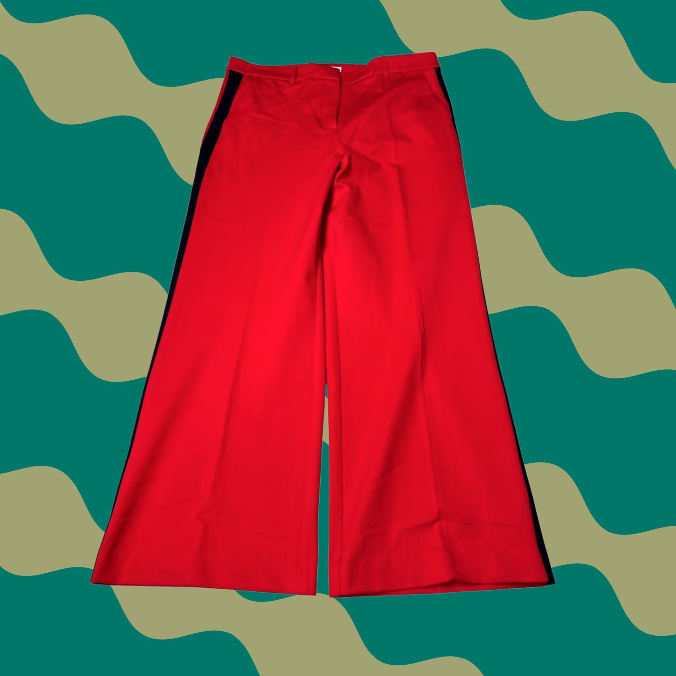 Boden Boden Pants Trousers Womens 16-18R W38 L31 Red Wide Leg High Rise Side Stripe Size 40" / US 18 - 1 Thumbnail