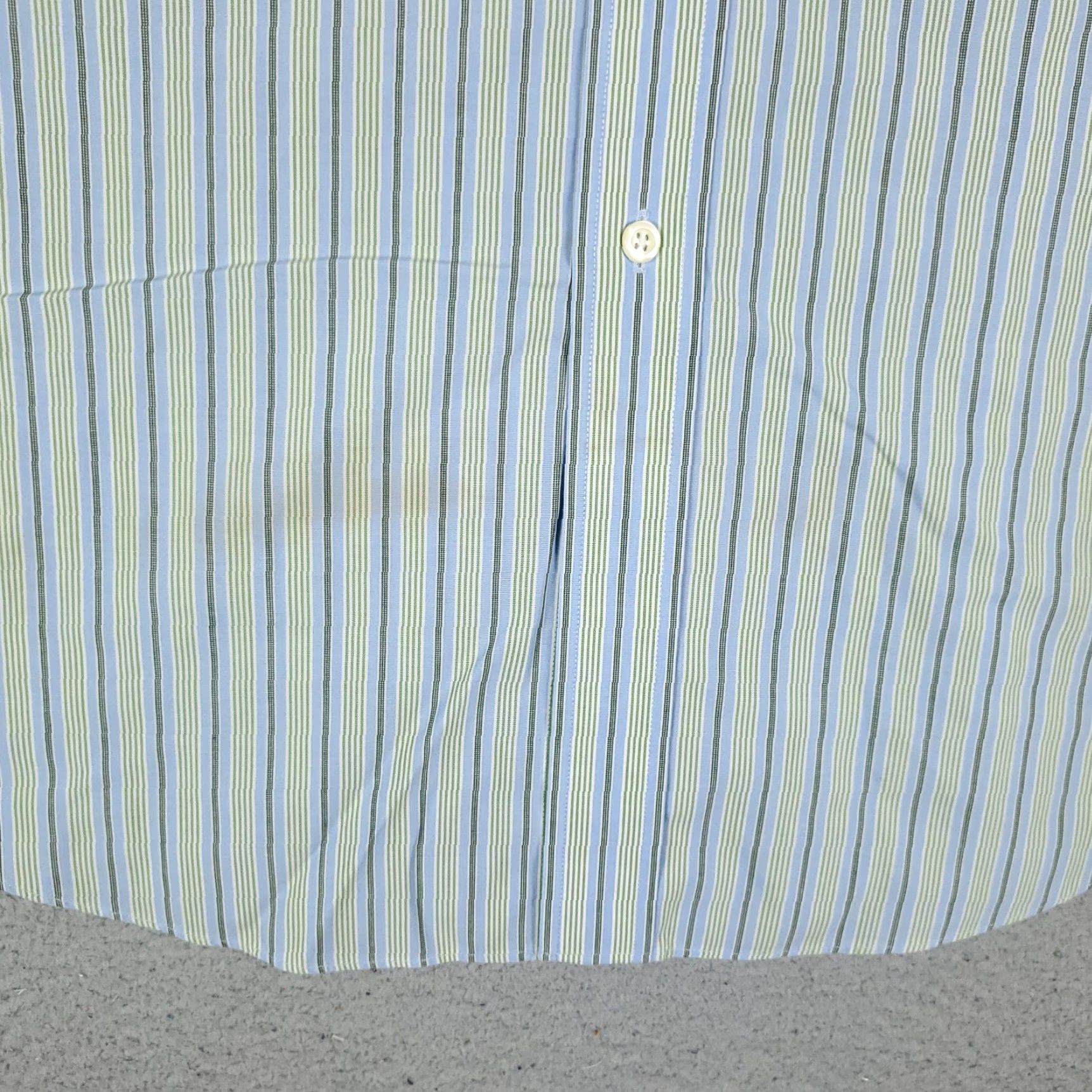 Brooks Brothers Brooks Brothers Men's Blue Green Striped Non-Iron Button-Up Shirt XL Stained Size US XL / EU 56 / 4 - 3 Thumbnail