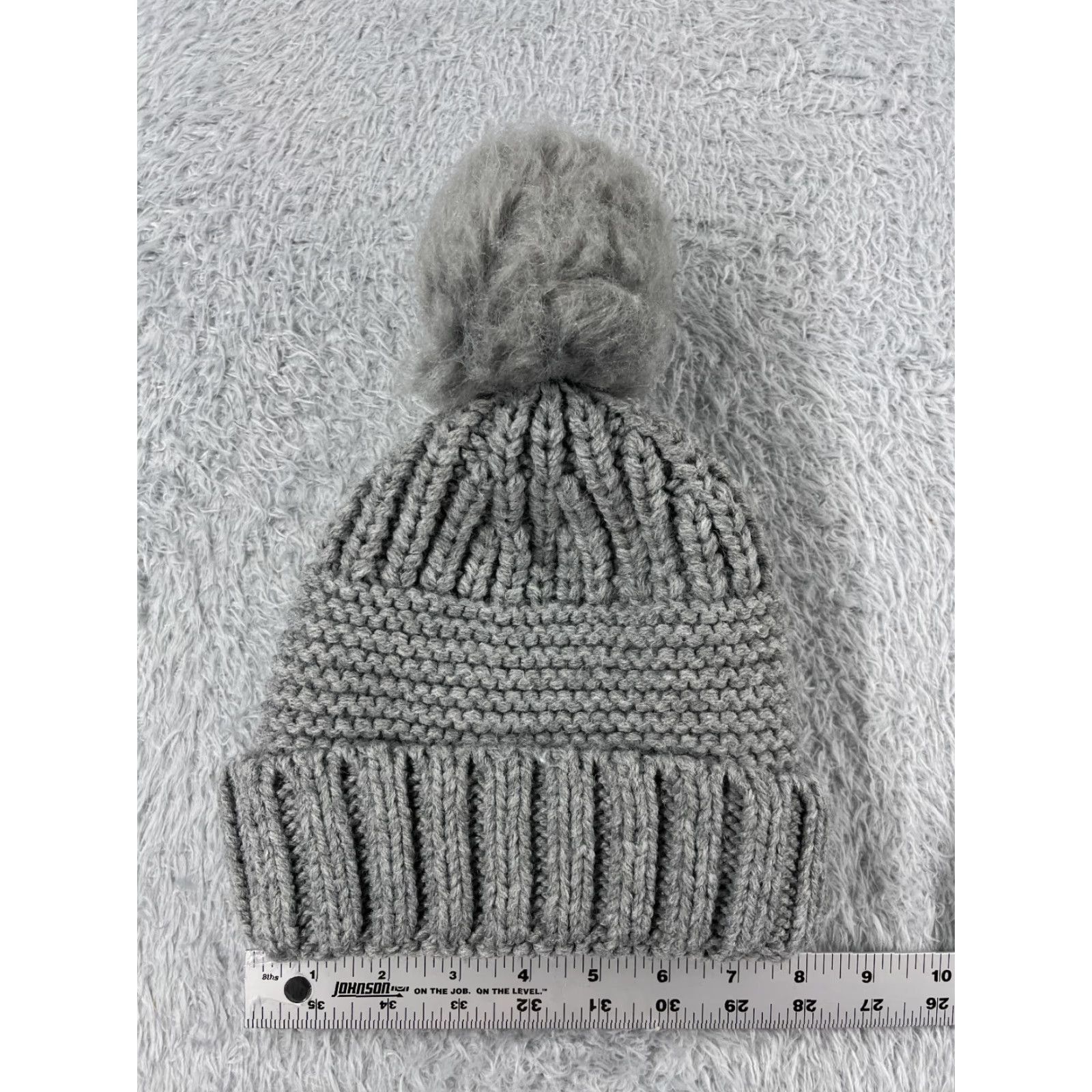 Vintage Time And Tru Beanie Toque Womens One Size Gray Knit Acrylic Polyester Blend Pom Size ONE SIZE - 2 Thumbnail