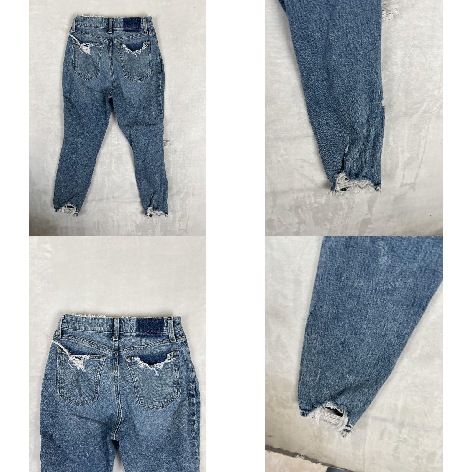 Abercrombie & Fitch Abercrombie & Fitch High Rise Mom Jeans Womens 26 Distressed Blue 5-Pocket Curve Love Jeans Size 26" / US 2 / IT 38 - 8 Thumbnail