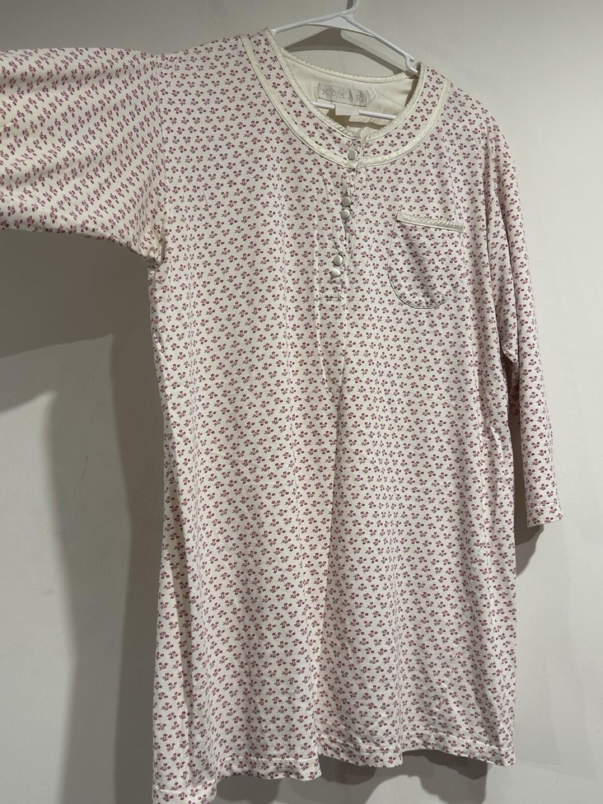 Koman Vintage Komar Floral Nightgown 100% Cotton 3/4 Sleeve Dress Size ONE SIZE - 9 Thumbnail