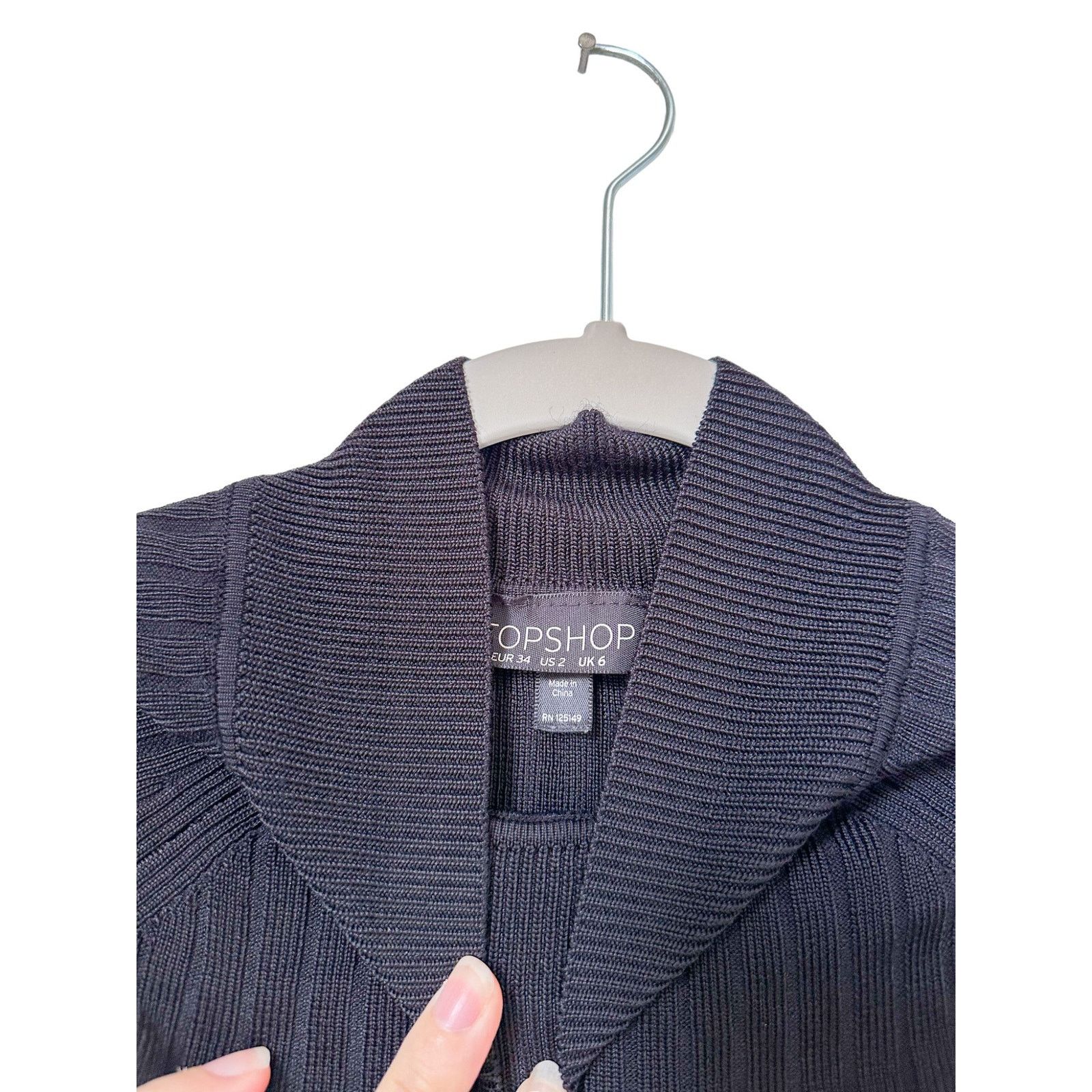 Topshop Topshop Black Ribbed Mock Neck Long Sleeve Top , Size 2 Size XS / US 0-2 / IT 36-38 - 2 Thumbnail