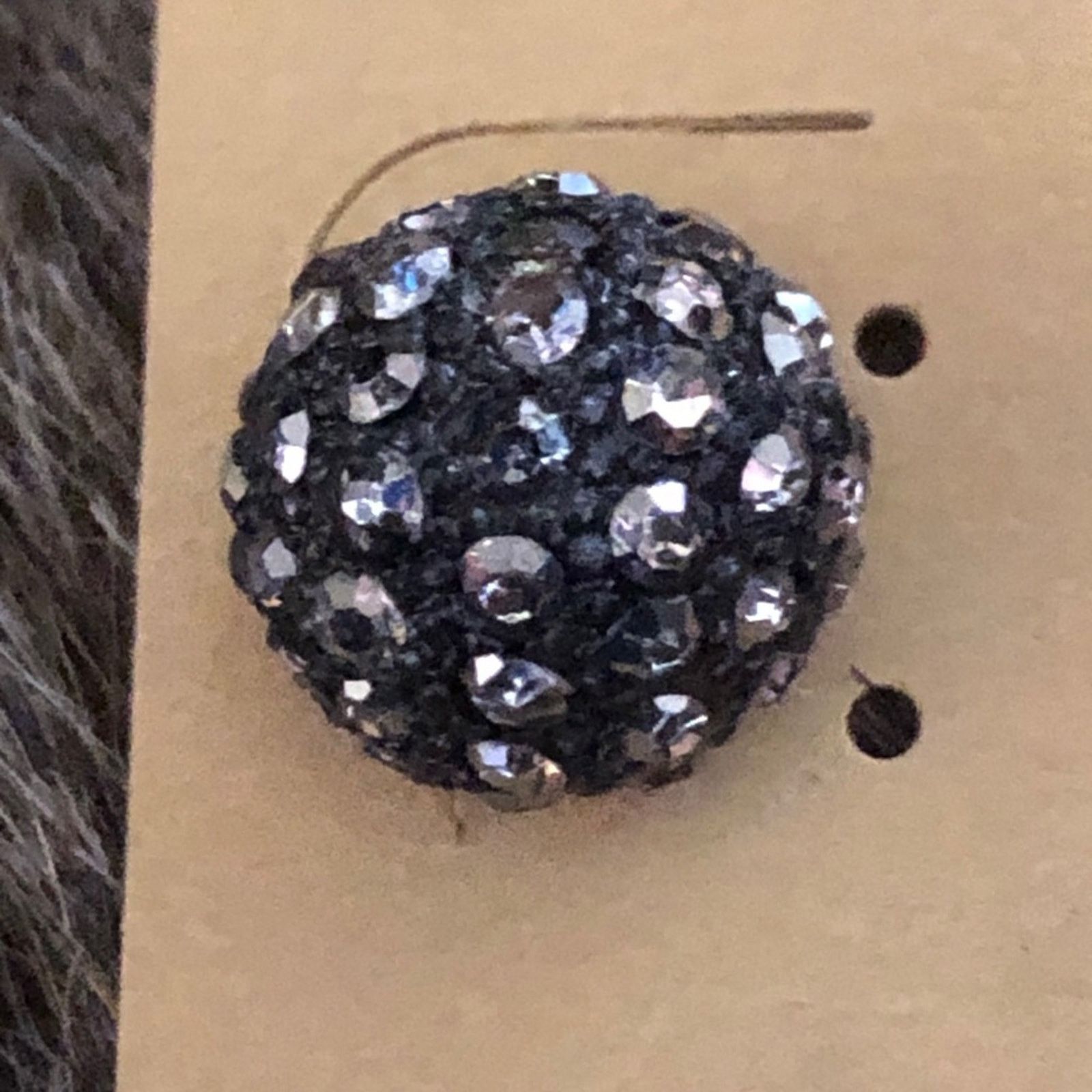 Jewelry Black rhinestone disco ball pierced earrings Size ONE SIZE - 3 Thumbnail