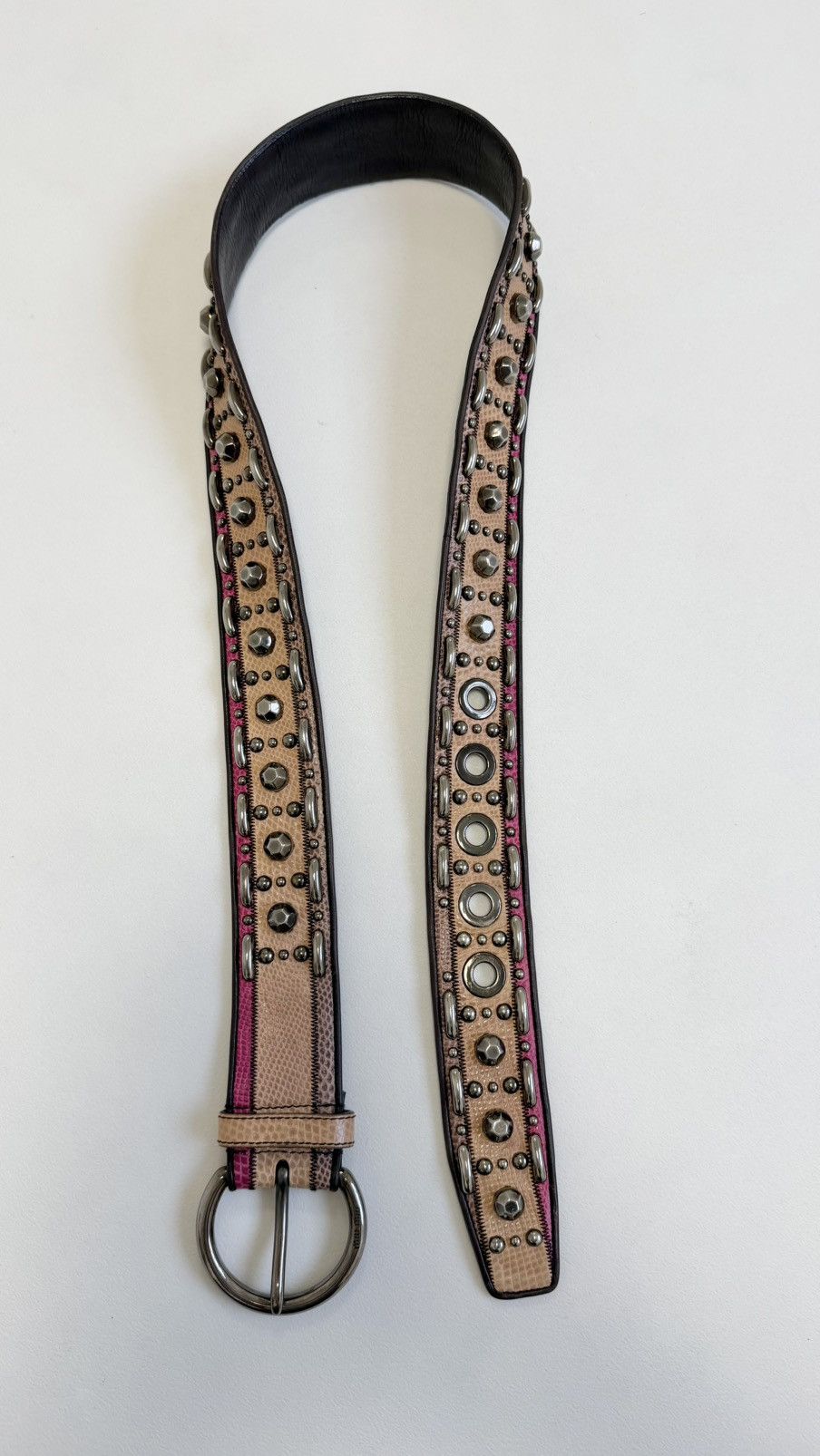 Miu Miu Mid 2000s Studded Snake Print Leather Belt Size ONE SIZE - 11 Thumbnail