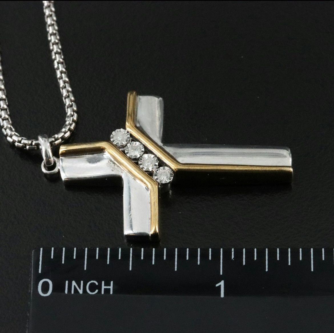 Other Sterling Silver Diamond Cross Pendant Necklace Size ONE SIZE - 2 Thumbnail