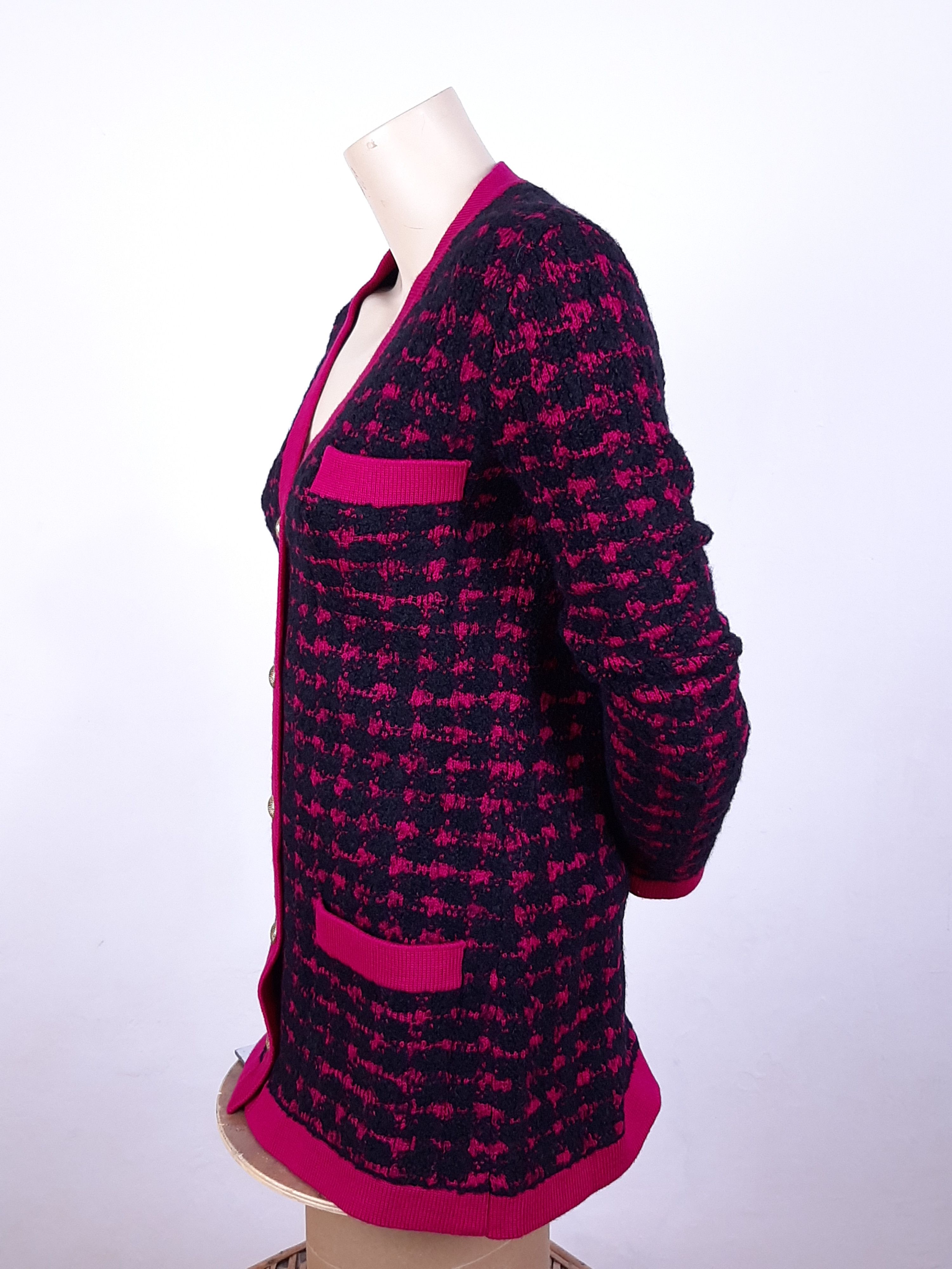 Saint Laurent Paris Saint Laurent Cardigan Purple Women's Size XS Jacquard Size XS / US 0-2 / IT 36-38 - 4 Thumbnail