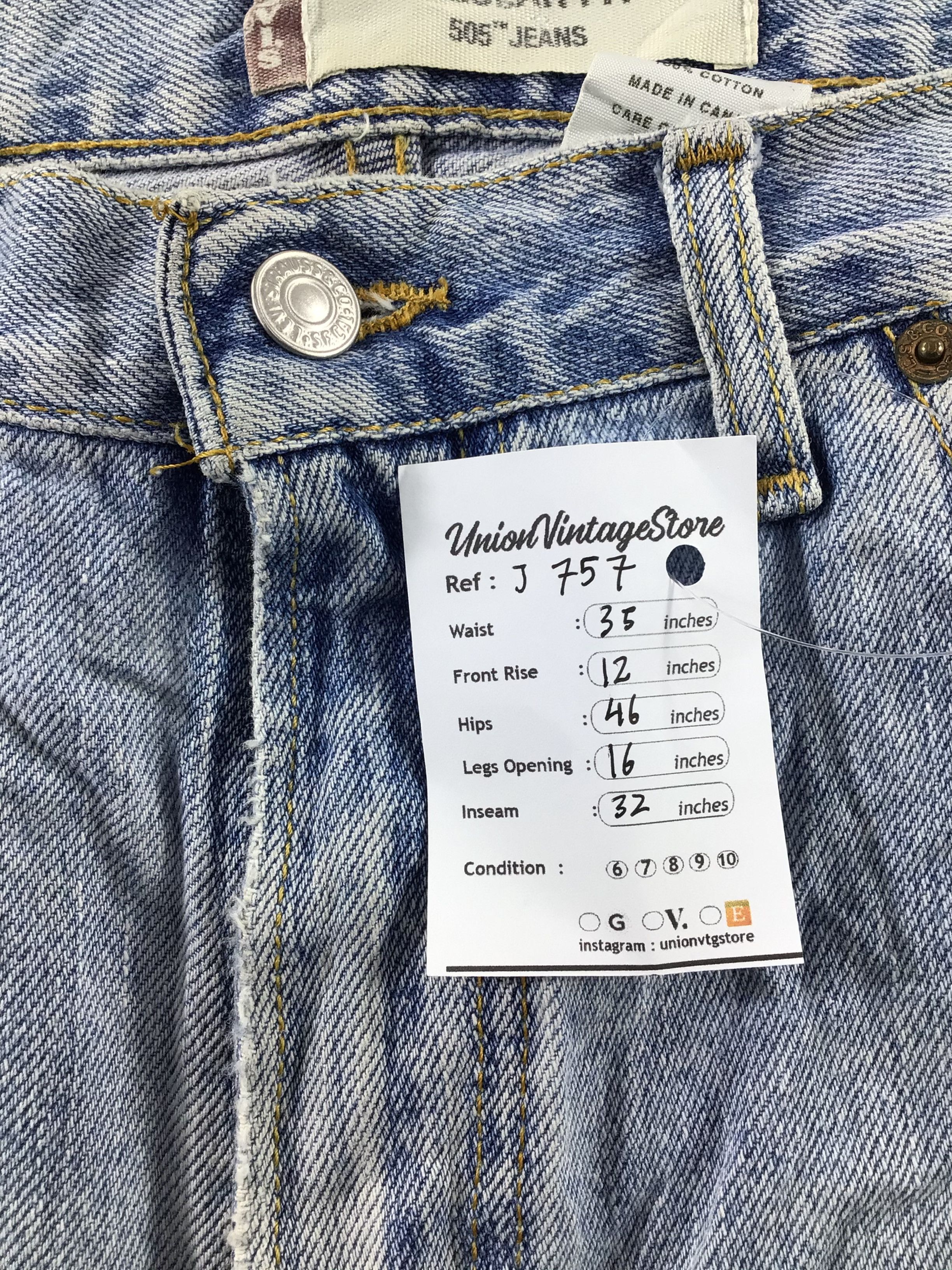 Levi's Vintage Light Wash Levis 505 Jeans-J757 Size US 35 - 12 Thumbnail