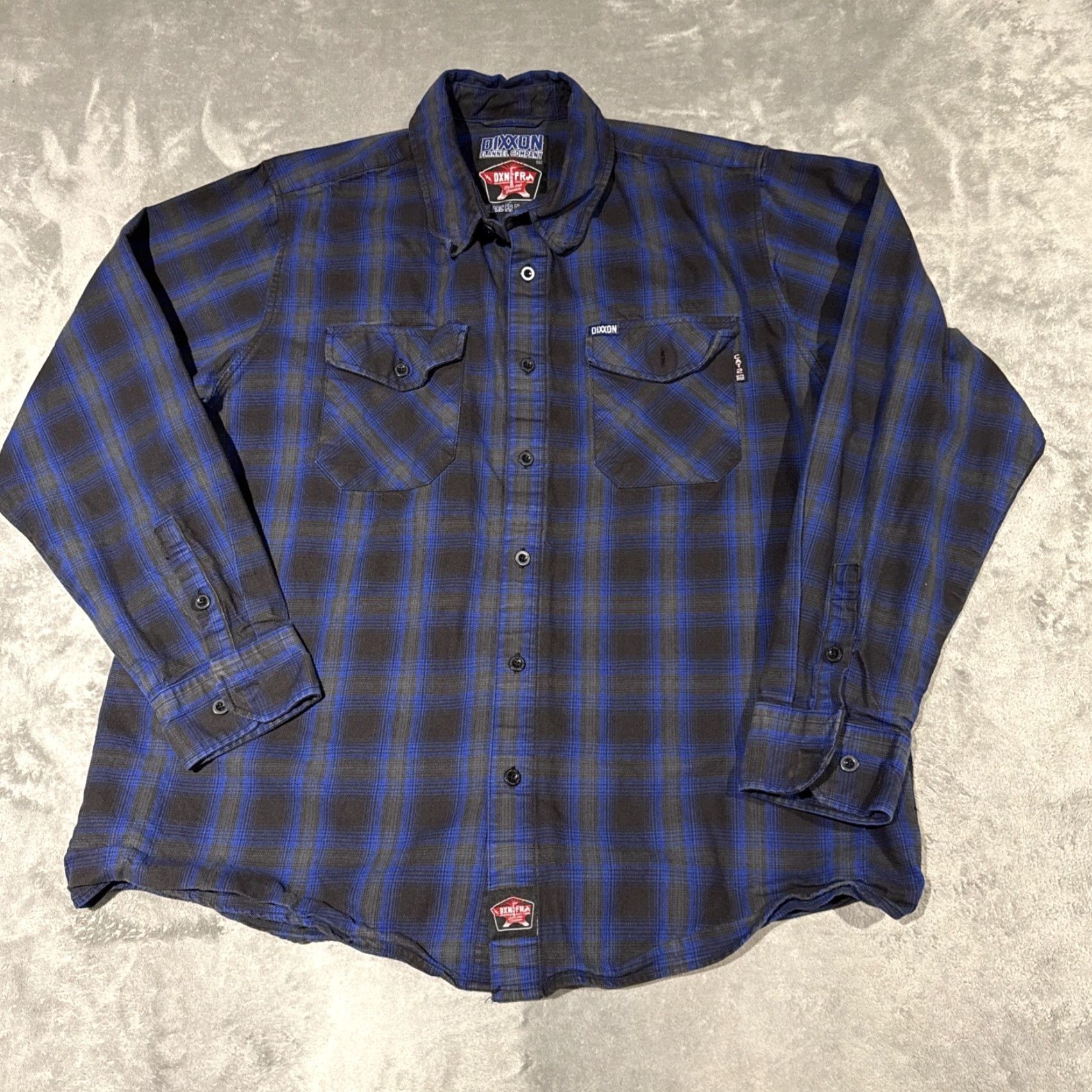 Vintage Dixxon The Arc FR Flannel Mens 2XL Blue Black Checkered Button Up Long Sleeve Size US XXL / EU 58 / 5 - 2 Thumbnail