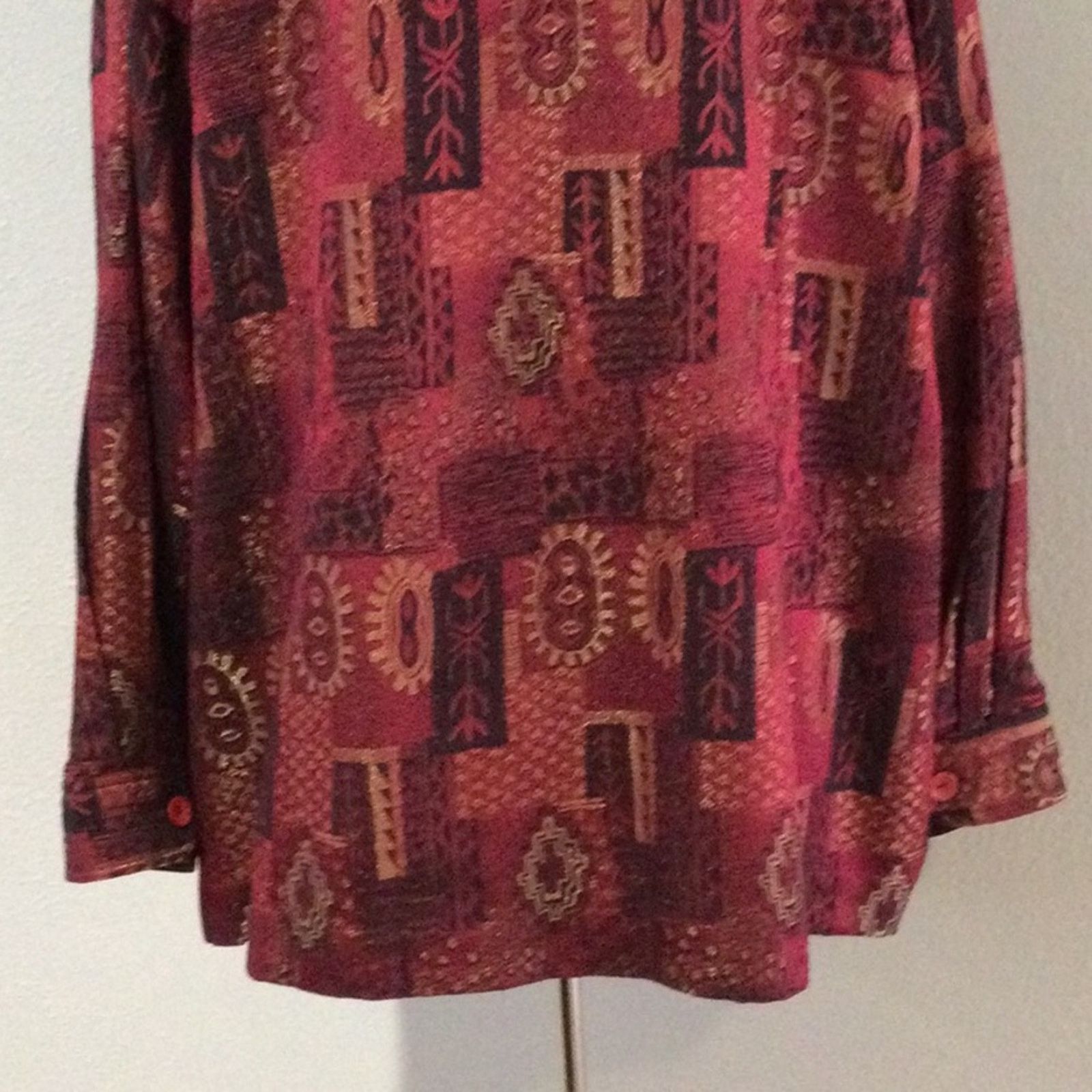 Other Ulla Popken Red w/Gold Metallic Relaxed Fit Shacket 24/26 Size 4XL / US 24-26 - 11 Thumbnail
