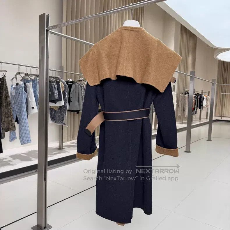 Hermes Hermes Navy and Camel Color Block Cashmere Belted Long Ove Size XXS / US 00 / IT 34 - 2 Thumbnail