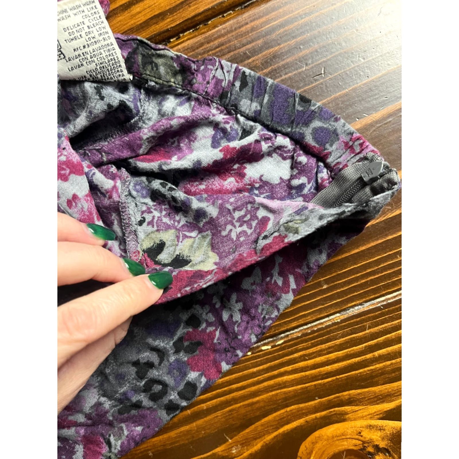 Vintage VINTAGE White Stag Skirt Womens 14 Midi A-Line Floral Gray Purple Lined Casual Fall Spring Summer Inch Size 36" / US 14 / IT 50 - 7 Thumbnail