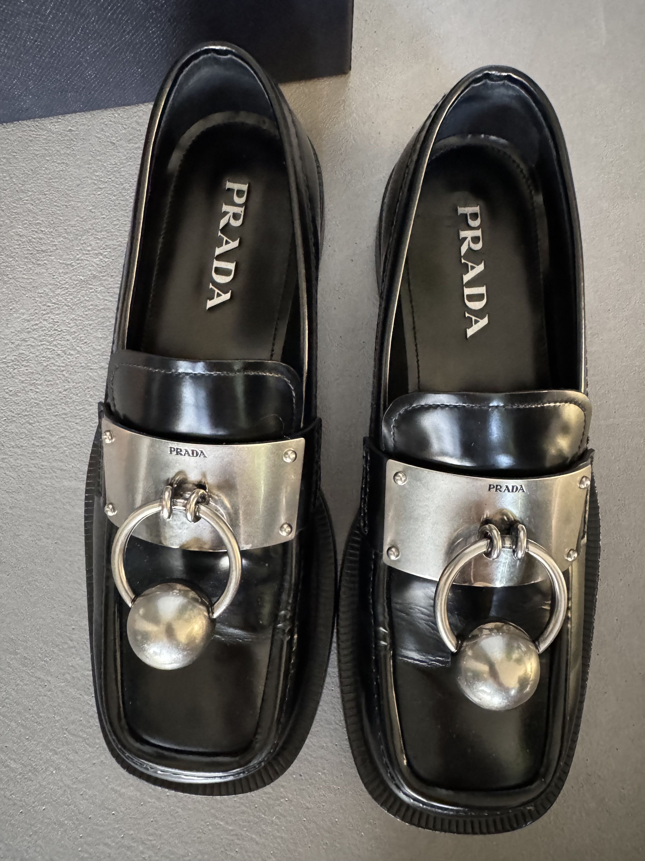 Prada PRADA Brushed Leather Loafers With Metal Ring, Runway FW 25 Size US 9 / EU 42 - 3 Thumbnail
