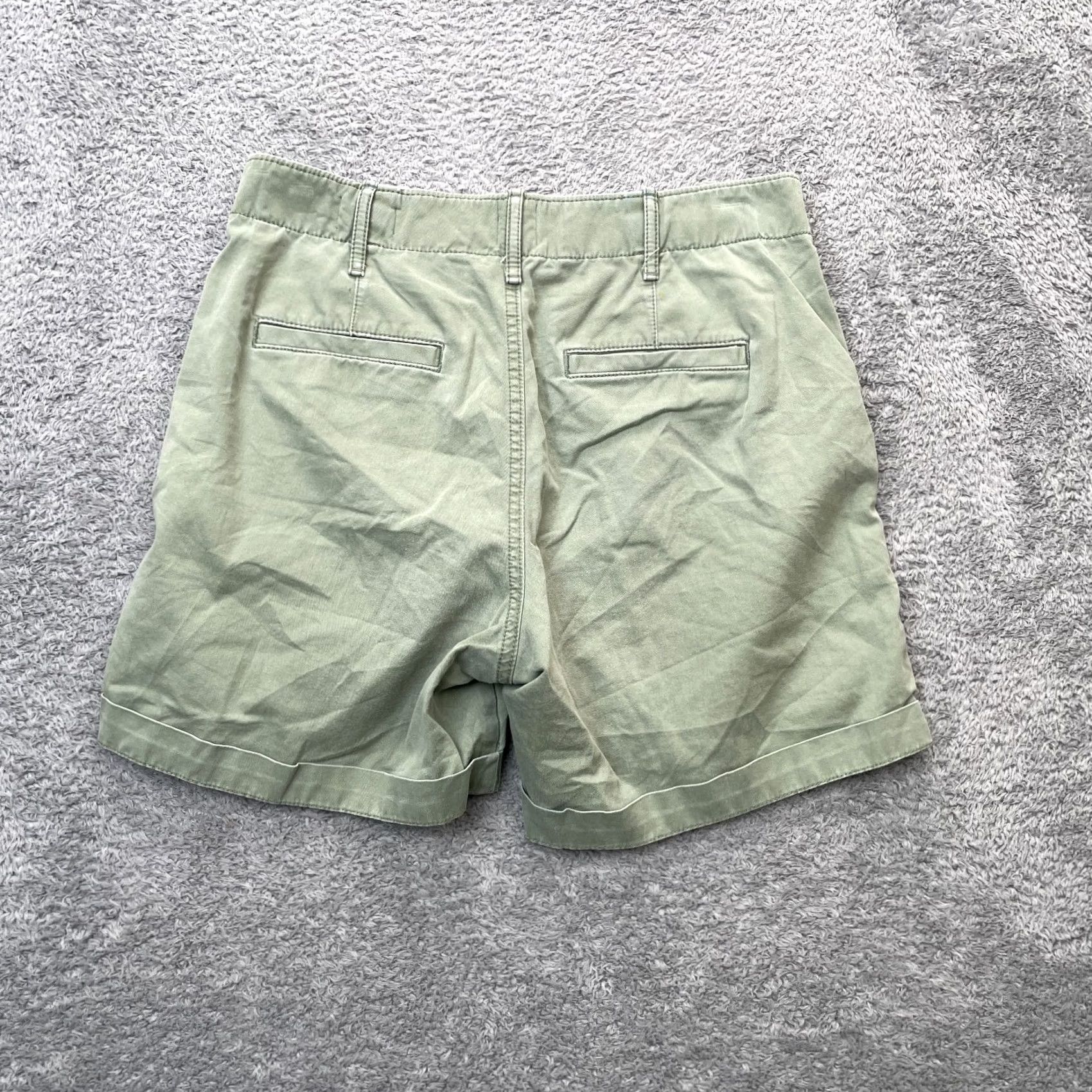 Gap Gap Shorts Womens 0 Green Khaki High Rise Stretch Cotton Cuffed Hem Resort Wear Shirt Shorts? Size 25" / US 0 / IT 36 - 6 Thumbnail
