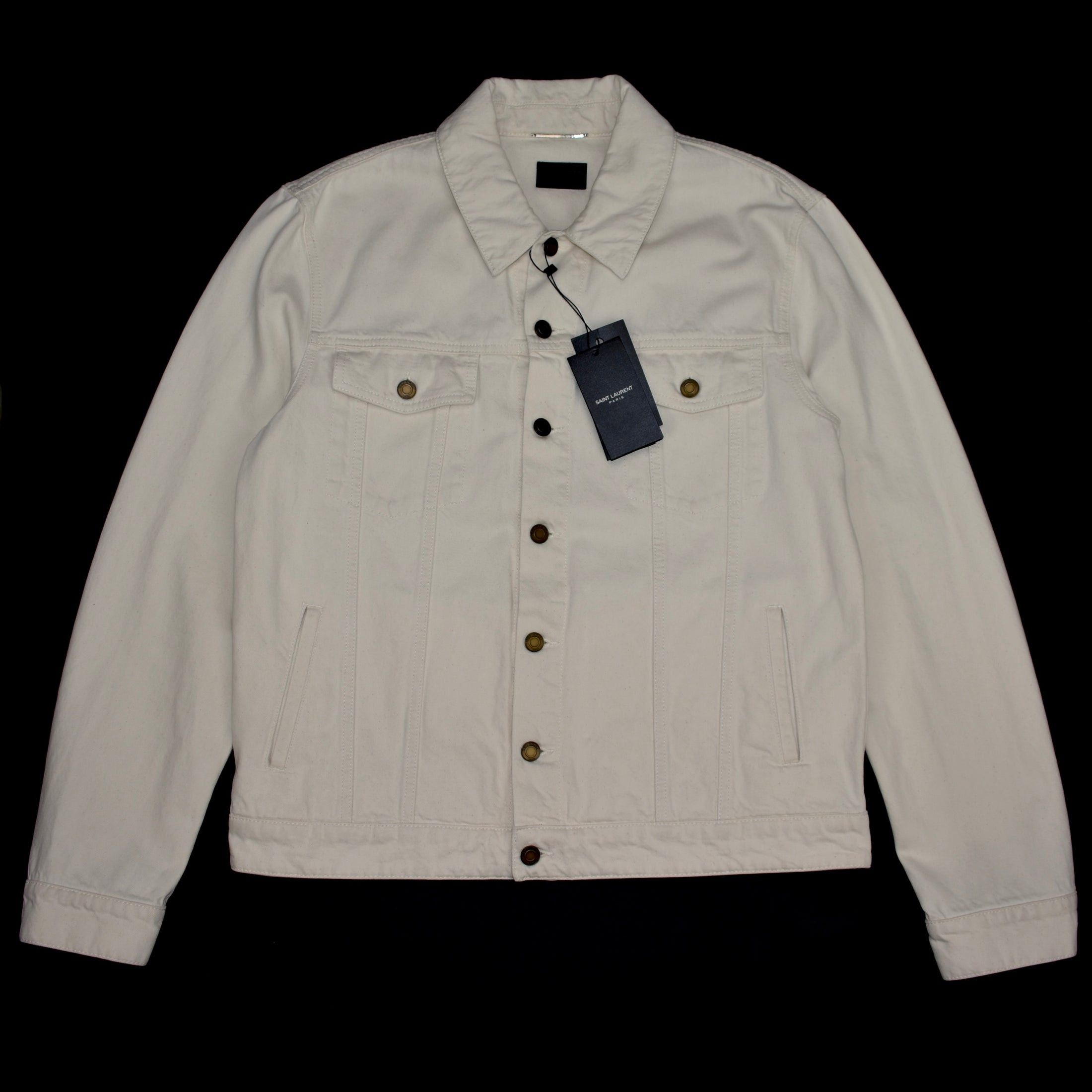 Saint Laurent Paris Saint Laurent Cream White Denim Trucker Jacket Size US L / EU 52-54 / 3 - 1 Thumbnail