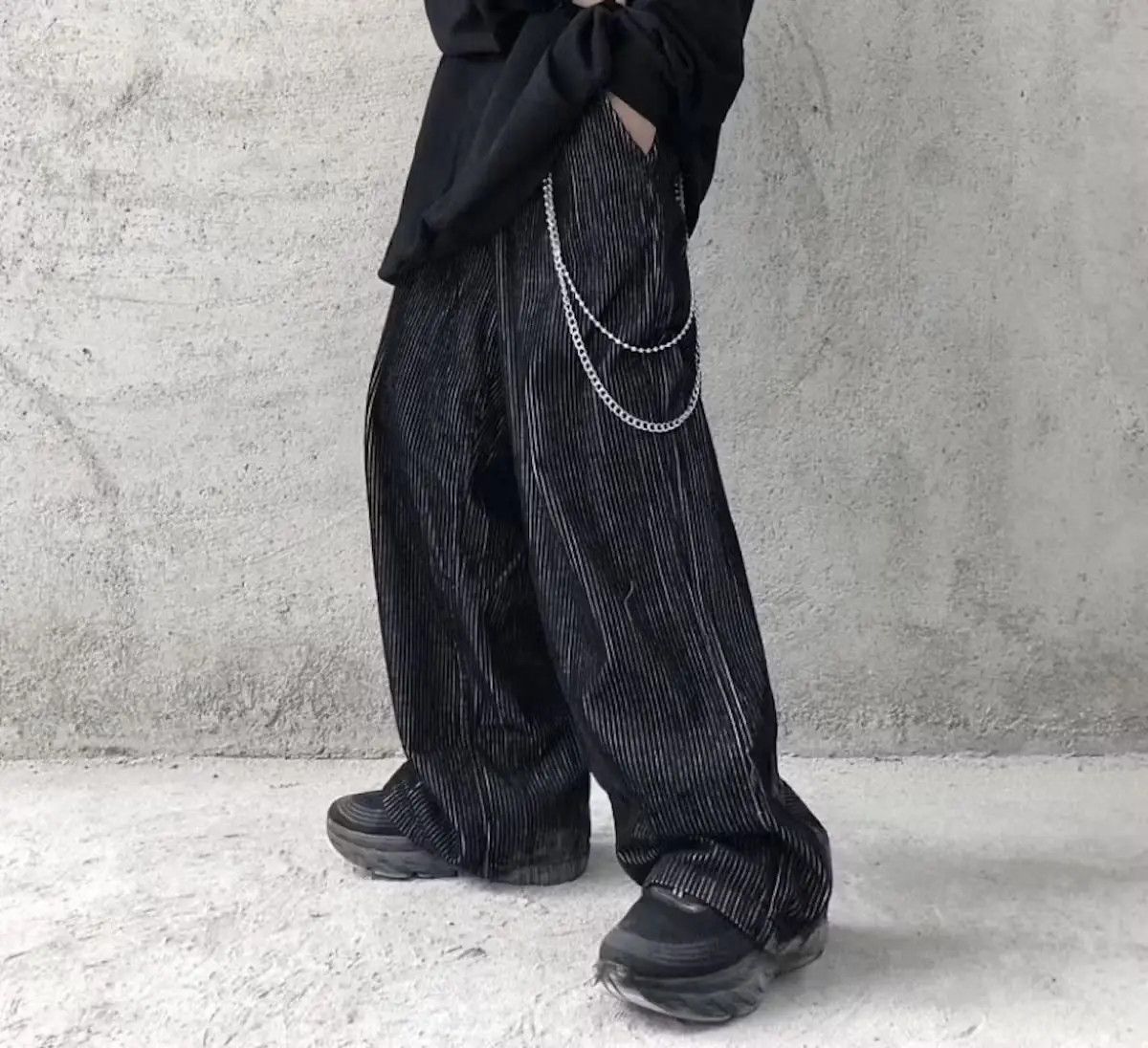 image of Vintage Velvet Oversize Pants in Black, Men's (Size 32)