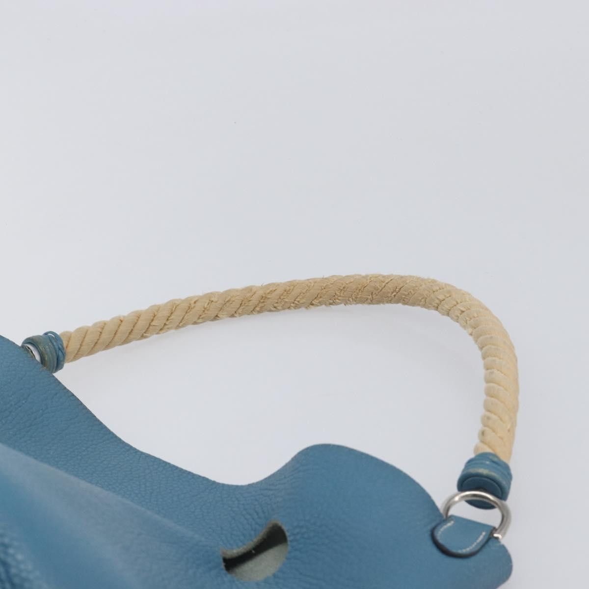 Hermes HERMES Manjoire Shoulder Bag Leather Light Blue Silver Auth Size ONE SIZE - 8 Thumbnail