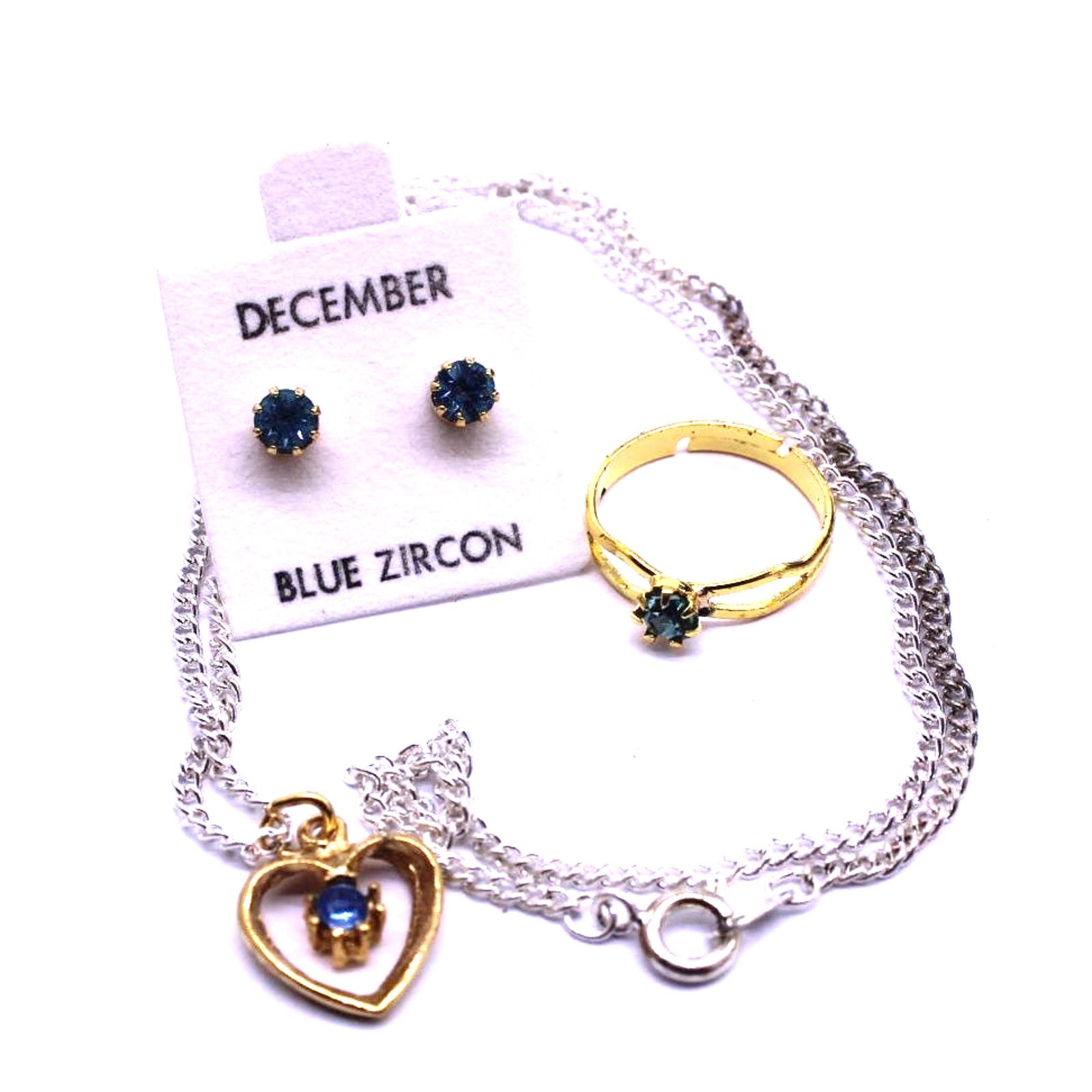 Other March Birthstone Earrings Necklace Ring Set Gold Tone Size ONE SIZE - 1 Thumbnail