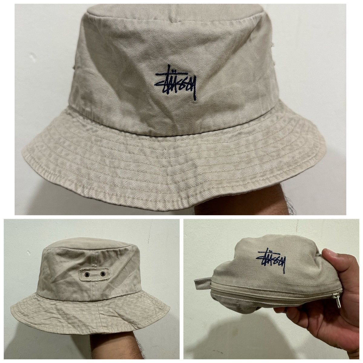 帽子 90's stussy bucket hat L-XL made in usa Vintage 1990s 90s Stussy Streetwear Skate Surf Bucket Hat, L