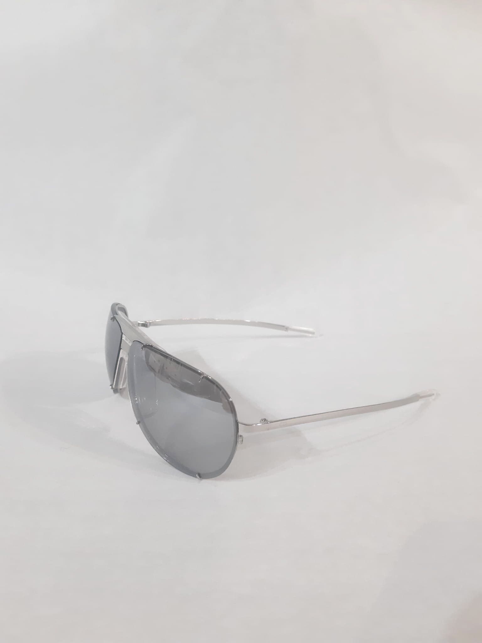 Dior × Hedi Slimane Dior Homme SS04 "Strip" Chrome Studded Aviator Sunglasses Size ONE SIZE - 4 Thumbnail