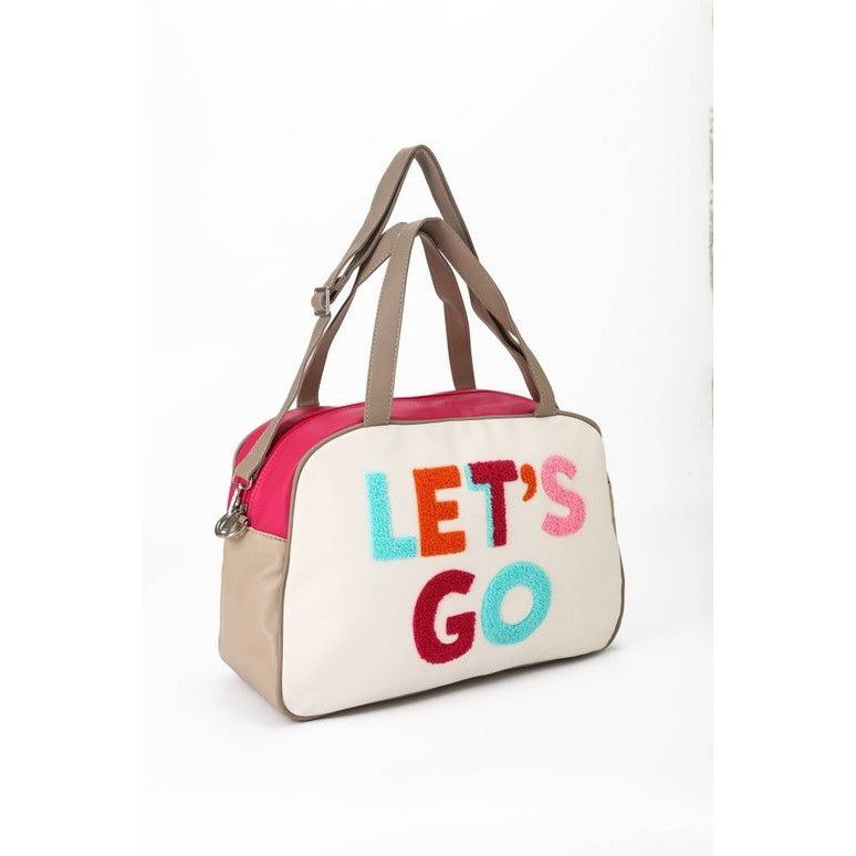 Other Cream & Pink "Lets Go" Trolley Sleeve Travel Duffle Bag W Size ONE SIZE - 1 Thumbnail