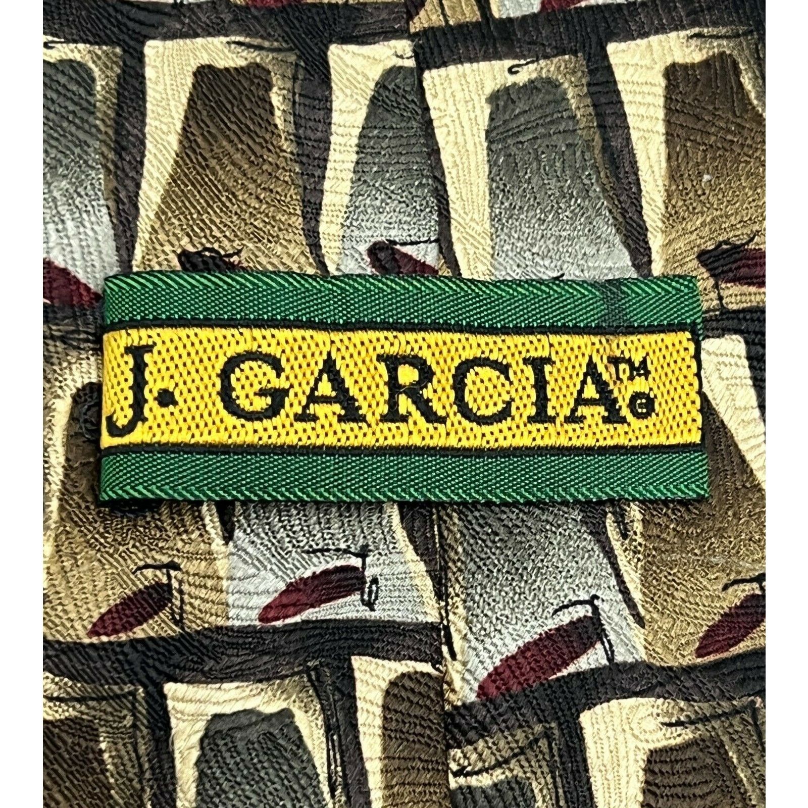 Other Jerry J Garcia Korea Brown Silver 100% Silk Necktie Neck Tie Size ONE SIZE - 3 Thumbnail
