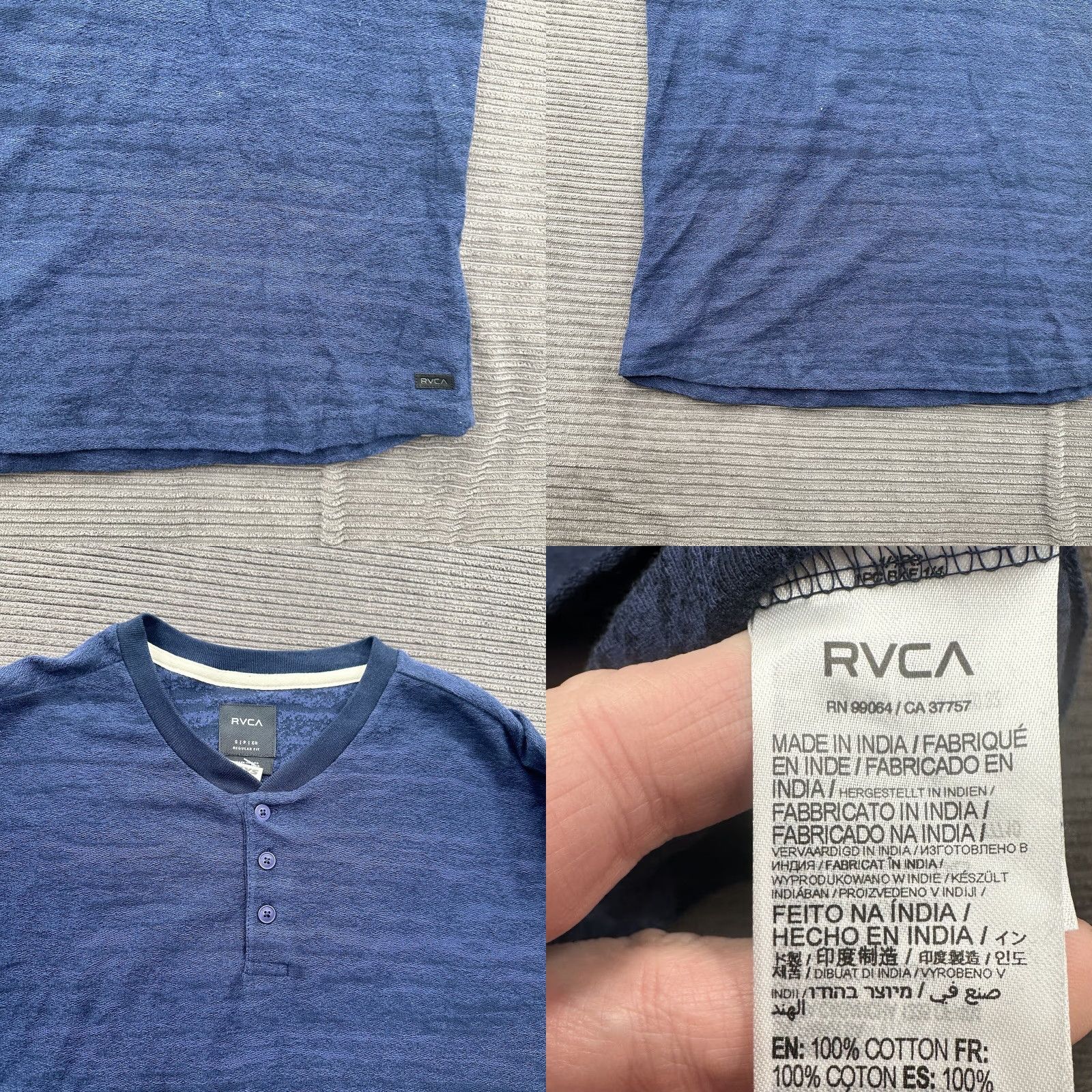 RVCA RVCA L/S Henley Shirt Men Small Navy Cotton Casual Outdoors Preppy Designer Size US S / EU 44-46 / 1 - 8 Thumbnail