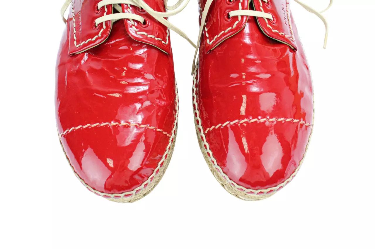 Prada PRADA Women's EU 36.5 Red Patent Leather Lace Up Espadrille Size US 6.5 / IT 36.5 - 7 Thumbnail