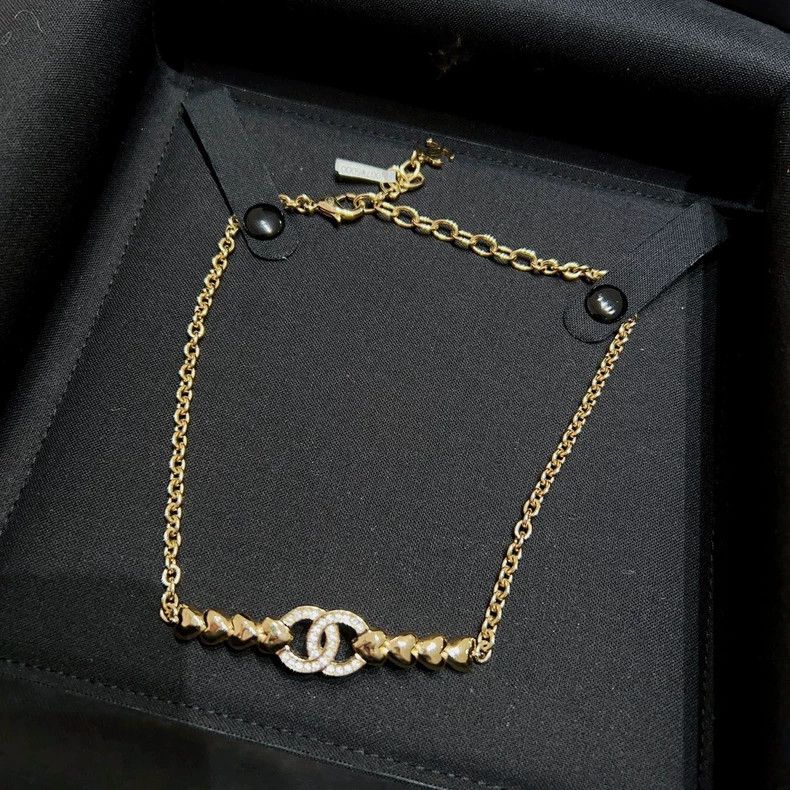 Chanel Chanel Chocker gold love beaded double c rhinestone necklac Size ONE SIZE - 2 Thumbnail
