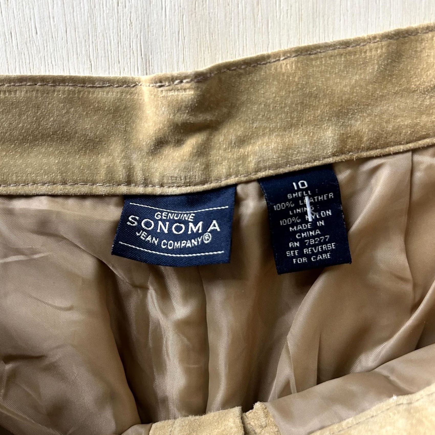 Vintage VINTAGE Sonoma Dress Pants Womens 10 Beige Suede Leather Straight Leg Lined Pockets Size 32" / US 10 / IT 46 - 2 Thumbnail