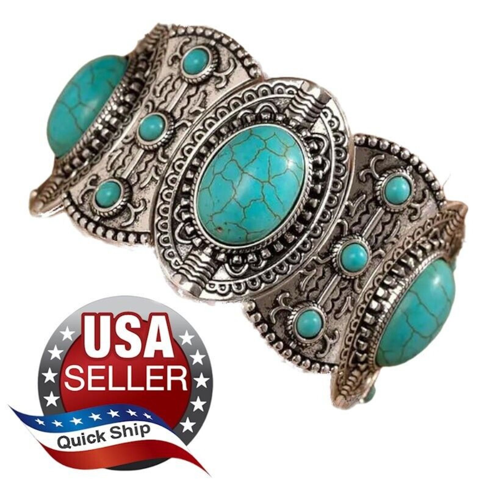 Other Faux Turquoise Native American Southwestern Style Bracelet Size ONE SIZE - 1 Thumbnail