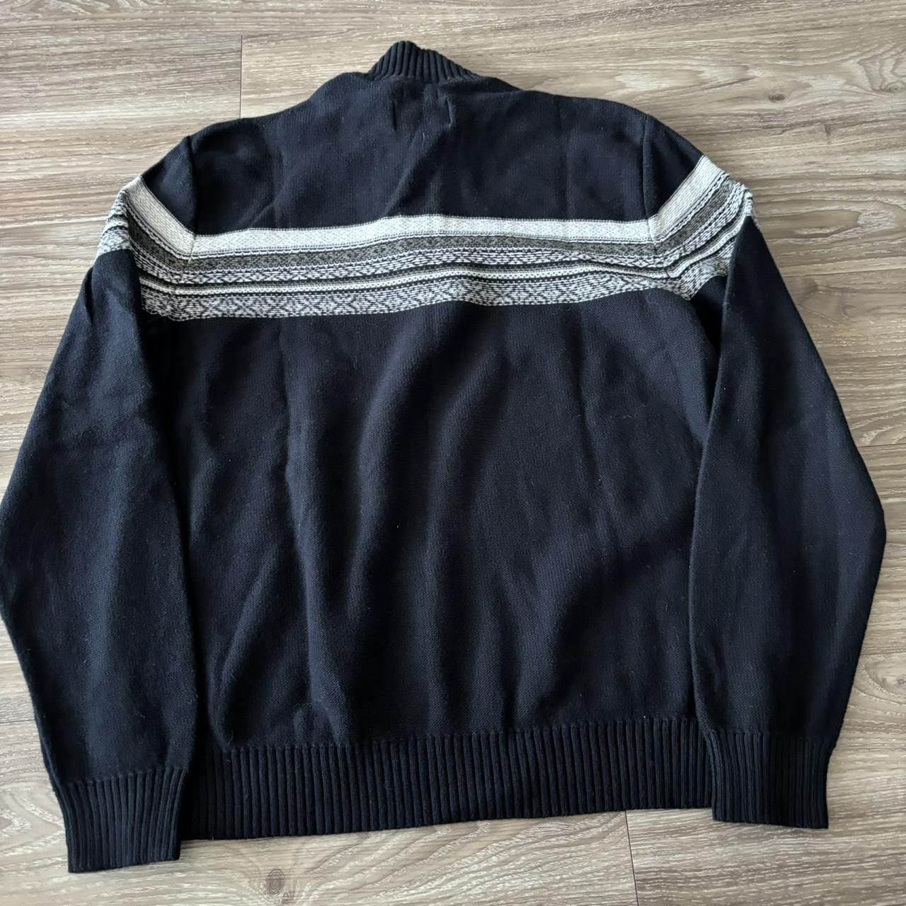 Japanese Brand Crazy Vintage Y2K/2000s Black Striped Quarter Zip Sweatshirt! Size US XL / EU 56 / 4 - 7 Thumbnail