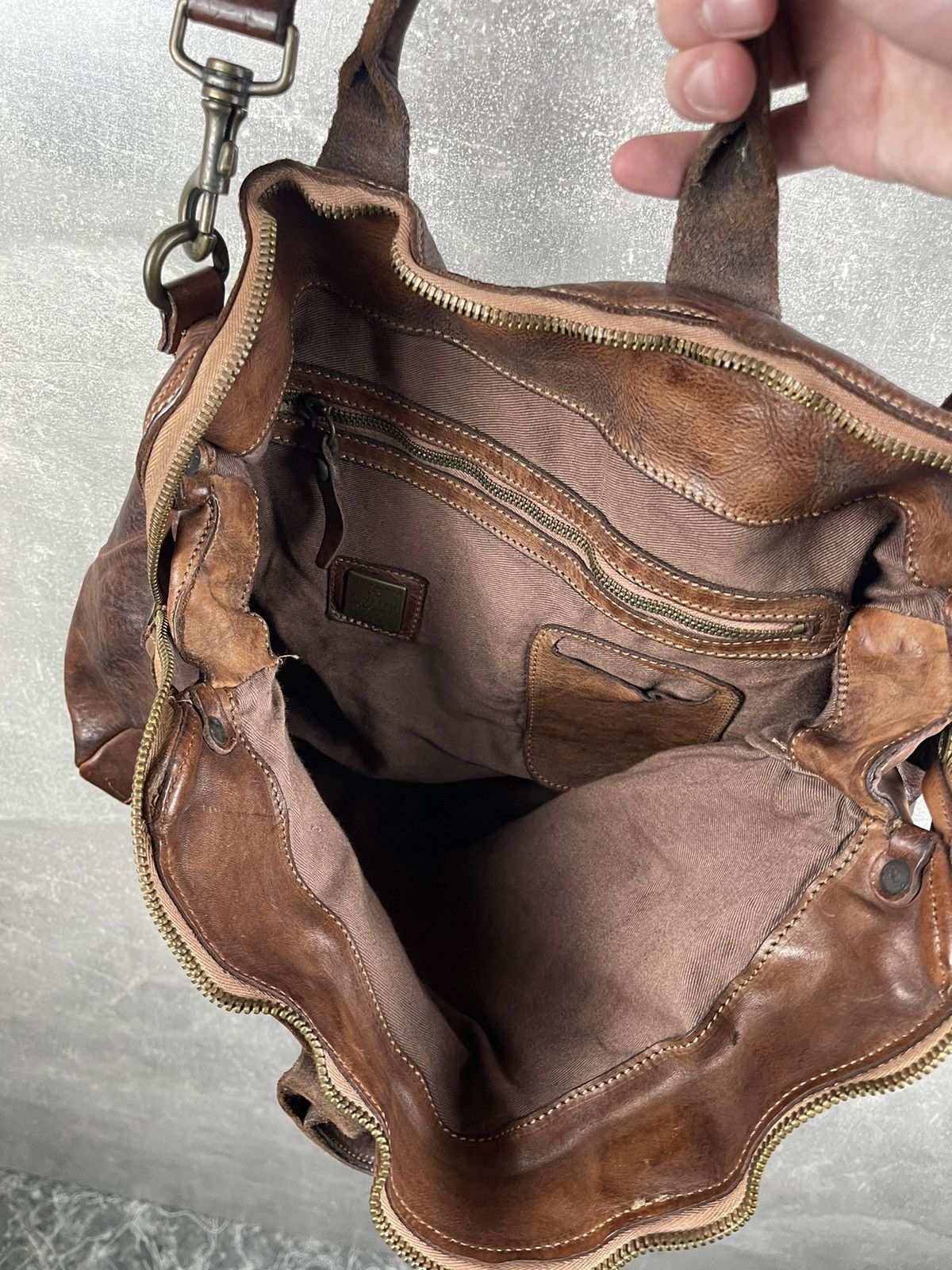 Vintage Avant Gard Campomaggi 2000s Italian Brown Leather Travel Bag Size ONE SIZE - 11 Thumbnail