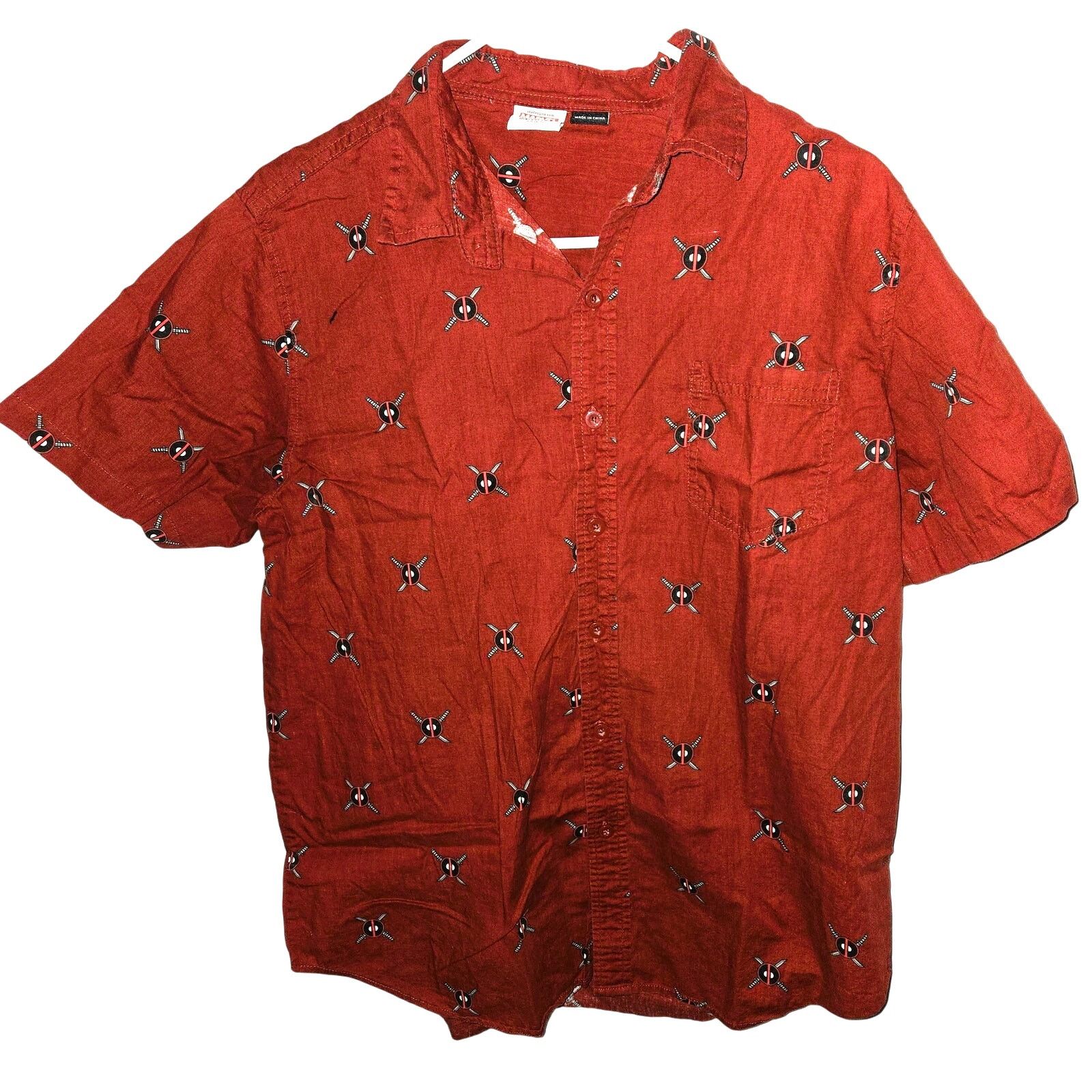 Marvel Comics Marvel Sz Large Deadpool Print Short Sleeve Button Up Size US L / EU 52-54 / 3 - 1 Thumbnail