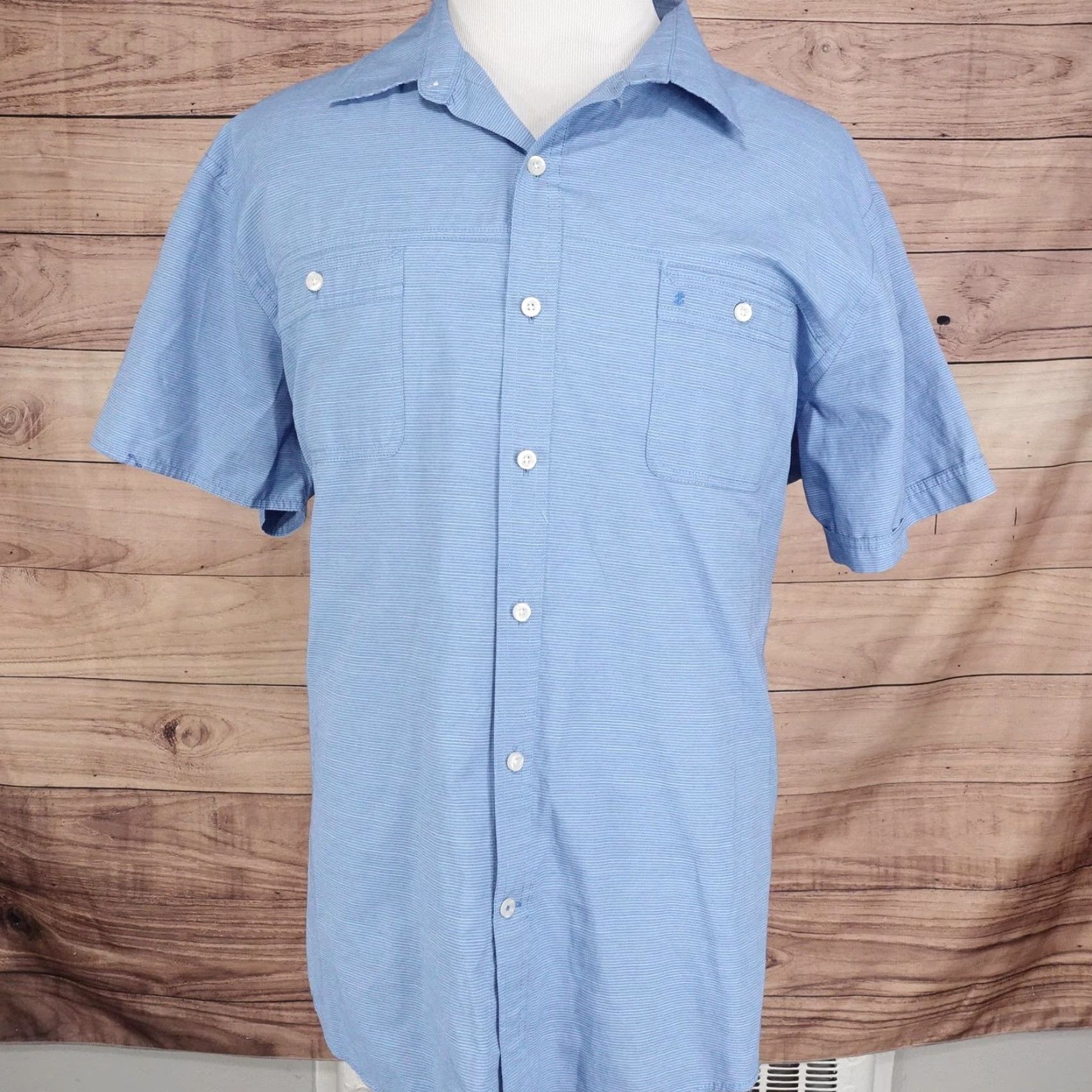 Izod IZOD Shirt Mens 2XL Blue Short Sleeve Button Front Dual Pocket Casual Top Size US XXL / EU 58 / 5 - 3 Thumbnail