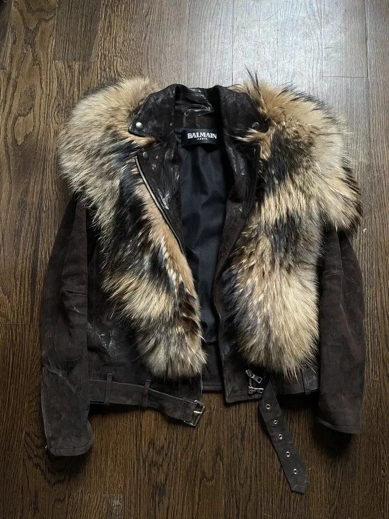Balmain BALMAIN Decarnin FW2010 Finn Raccoon Goat Leather Jacket