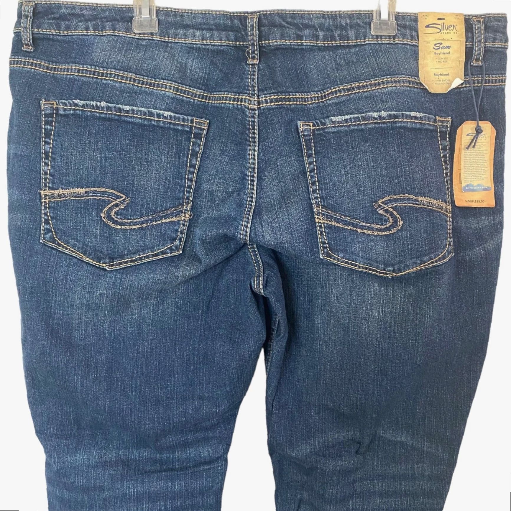 Silver Jeans Co. Silver Jeans Co Sam Boyfriend Jeans Blue 22 Womens Plus Size Slim Mid-Rise New Size 40" / US 18 - 6 Thumbnail
